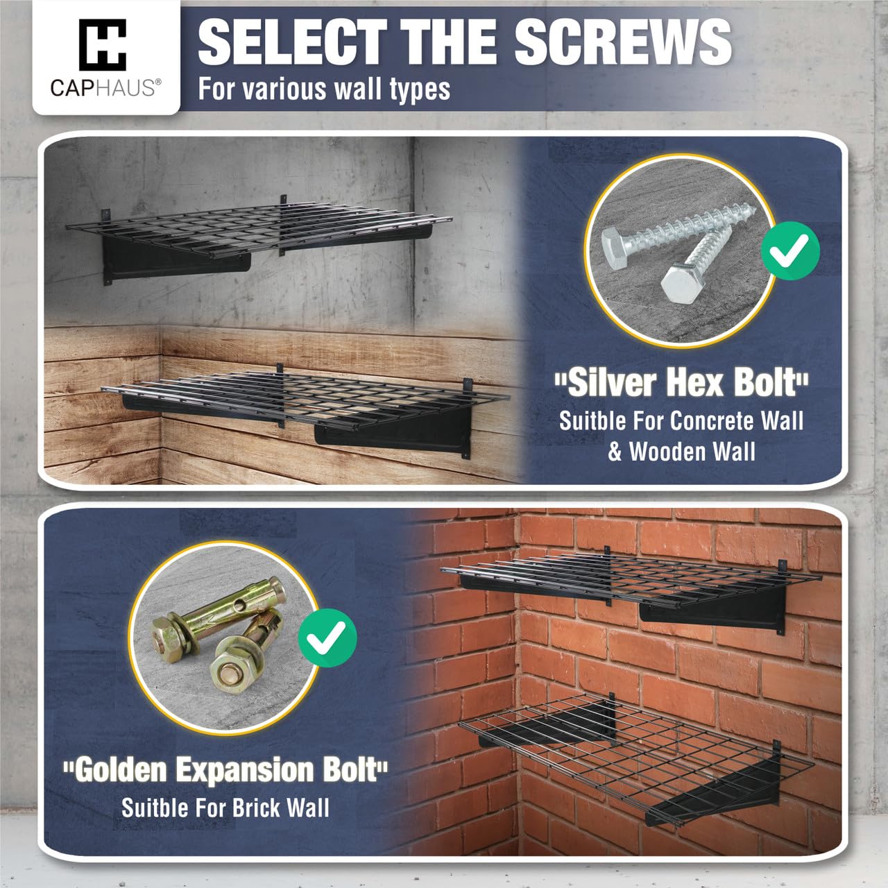 CAPHAUS Heavy Duty Garage Wall Shelving - 72