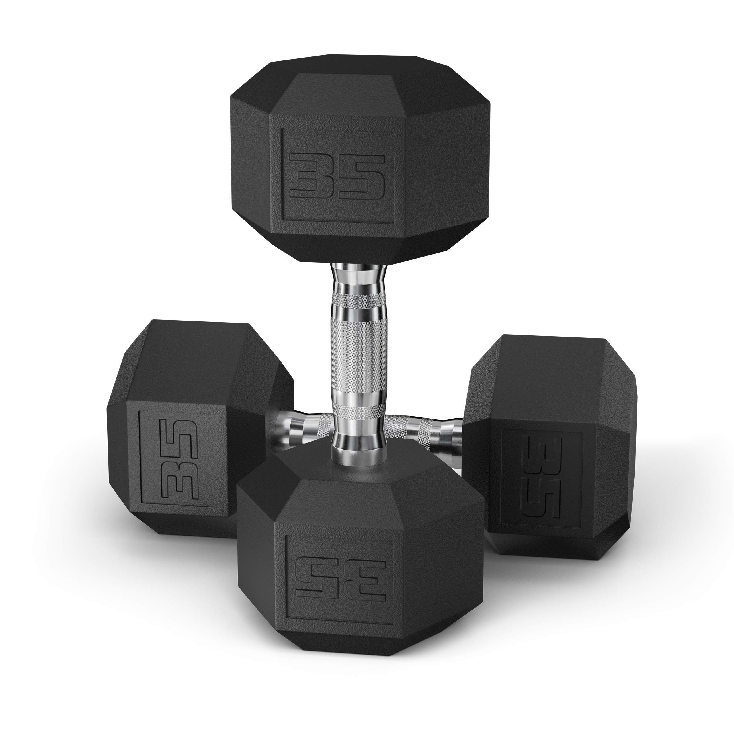 Premium Black Coated Hex Dumbbell Weights - 10/15/20/25/30 lbs Cast Iron PVC Coated for Strength Training, Home Gym & CrossFit Workouts - Perfect for Weightlifting, Muscle Building & Fitness Exercises