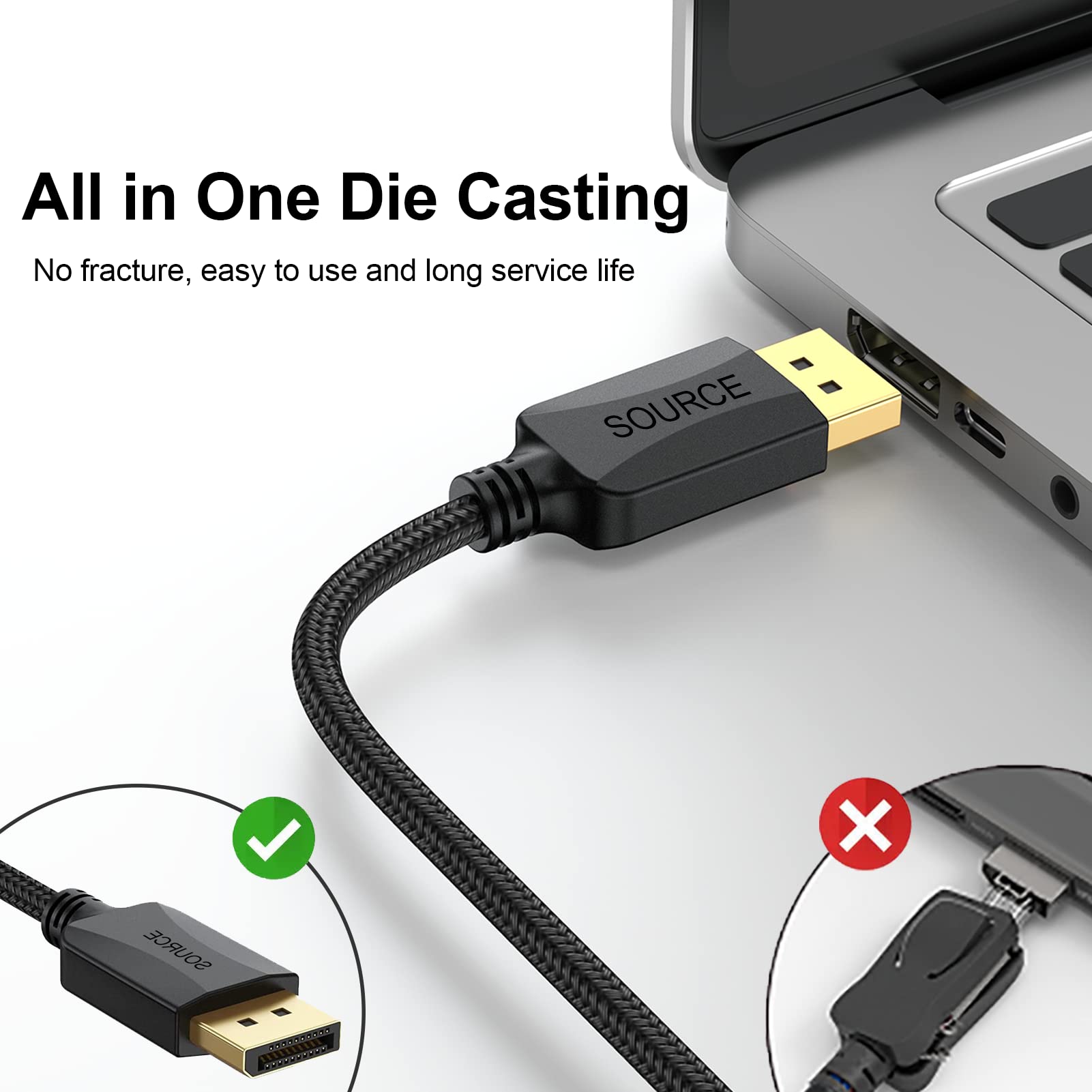 10-Pack 10ft DisplayPort to HDMI Cable Male to Male - Gold Plated Connectors, Nylon Braided, 4K@60Hz, HDR, Audio Support - for PC to HDTV, Monitor, Projector, Gaming & Home Theater Setup