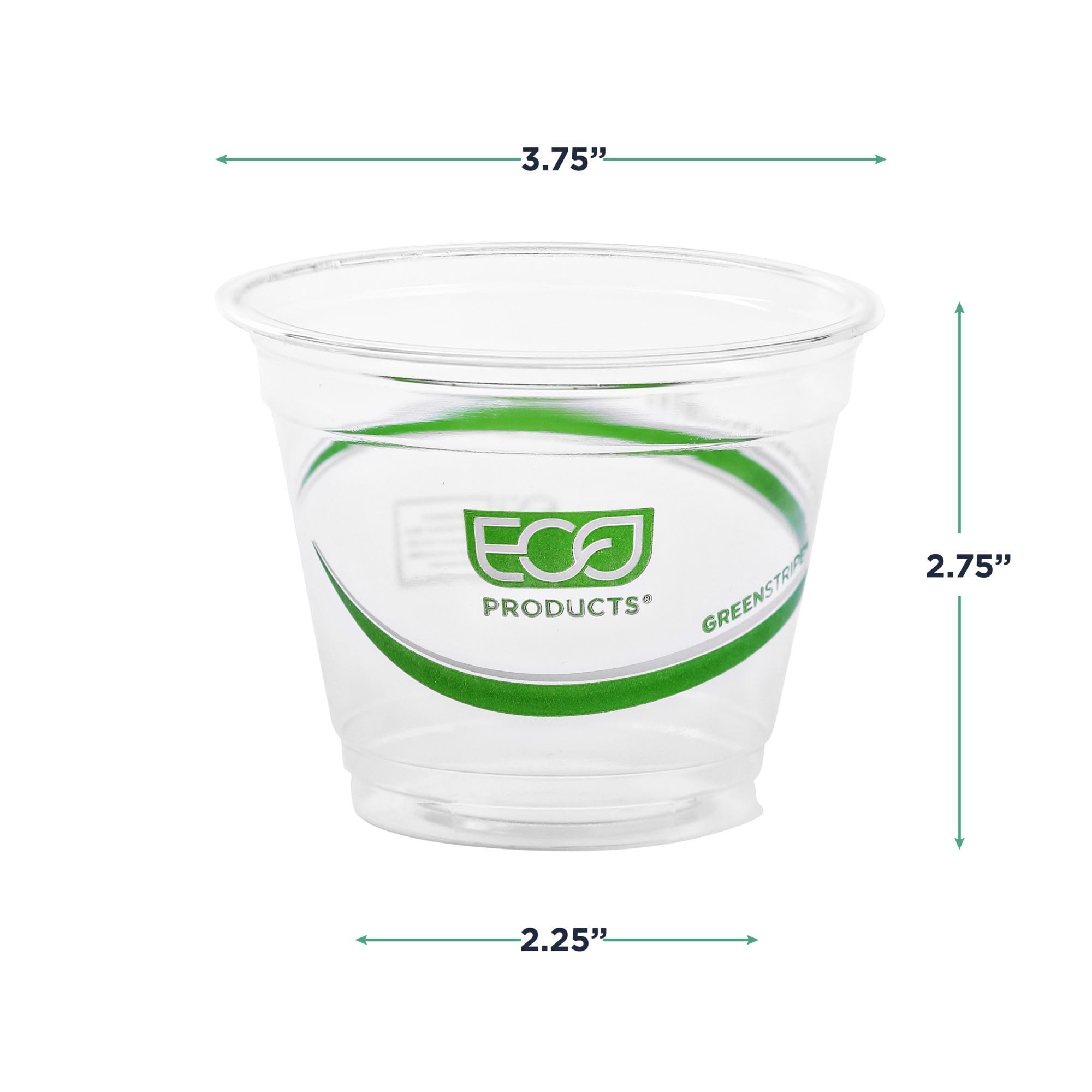 ECO PRODUCTS GreenStripe 100% Compostable 9oz PLA Cold Drink Cups (Case of 1000) | Plant-Based Disposable Cups for Iced Coffee, Smoothies & Parties | BPI Certified & ASTM D6400 Compliant | Eco-Friendly Alternative to Plastic Cups