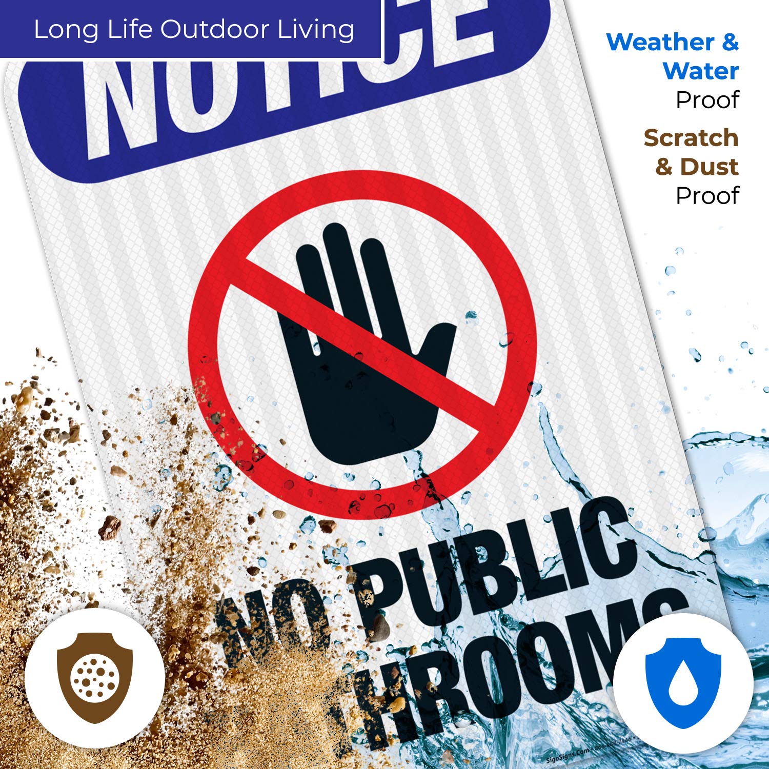 No Public Restroom Sign - OSHA Compliant, 12x18 Inches, 3M EGP Reflective Aluminum, Fade Resistant for Indoor/Outdoor Use - Made in USA | Perfect for Restaurants, Offices, and Public Spaces