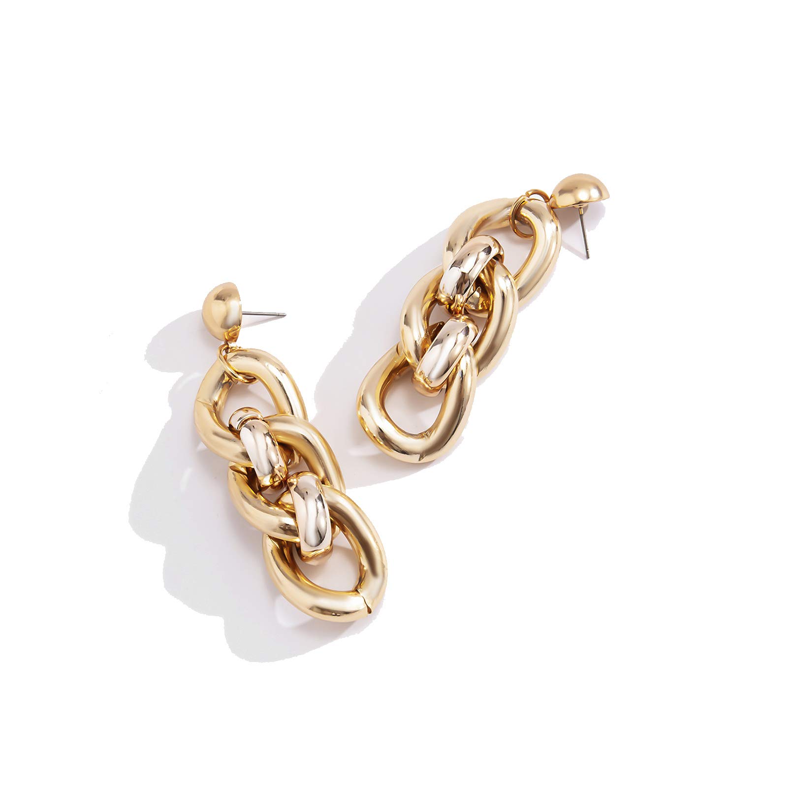 Vintage Punk Chunky Cuban Link Chain Drop Dangle Earrings for Women - Minimalist Curb Link Fashion Jewelry - Perfect for Parties, Concerts & Everyday Wear
