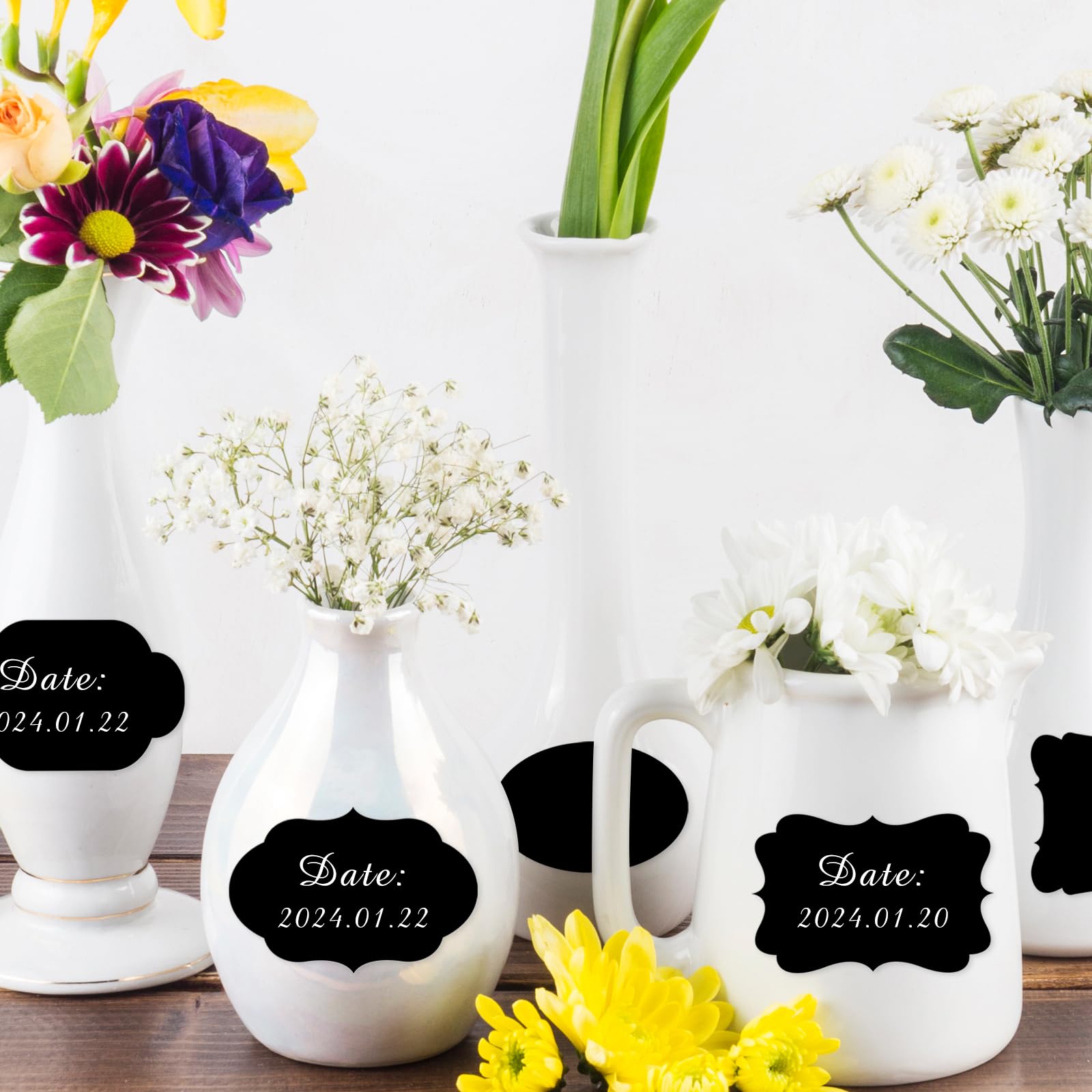 Starboling Chalkboard Labels - 200 Pcs 3x2 Inch Reusable Waterproof Blackboard Stickers with White Chalk Marker for Jars, Bottles & Storage Bins - Perfect for Kitchen Pantry Organization, Classroom Supplies & Home Decor Labeling