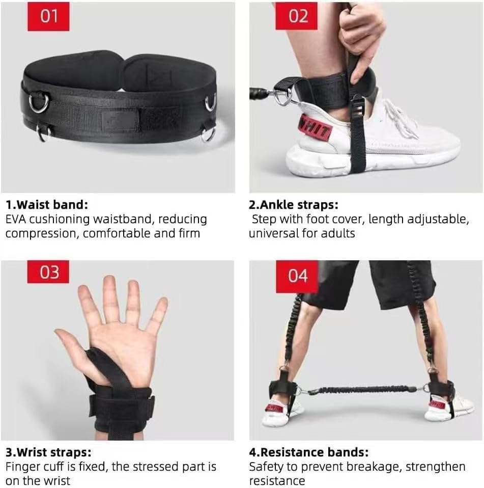 Boxing Resistance Bands - Full Body Workout Equipment for Strength & Agility Training | MMA, Volleyball, Basketball & Football Training Gear | Perfect for Home Gym, Sports Conditioning & Combat Fitness