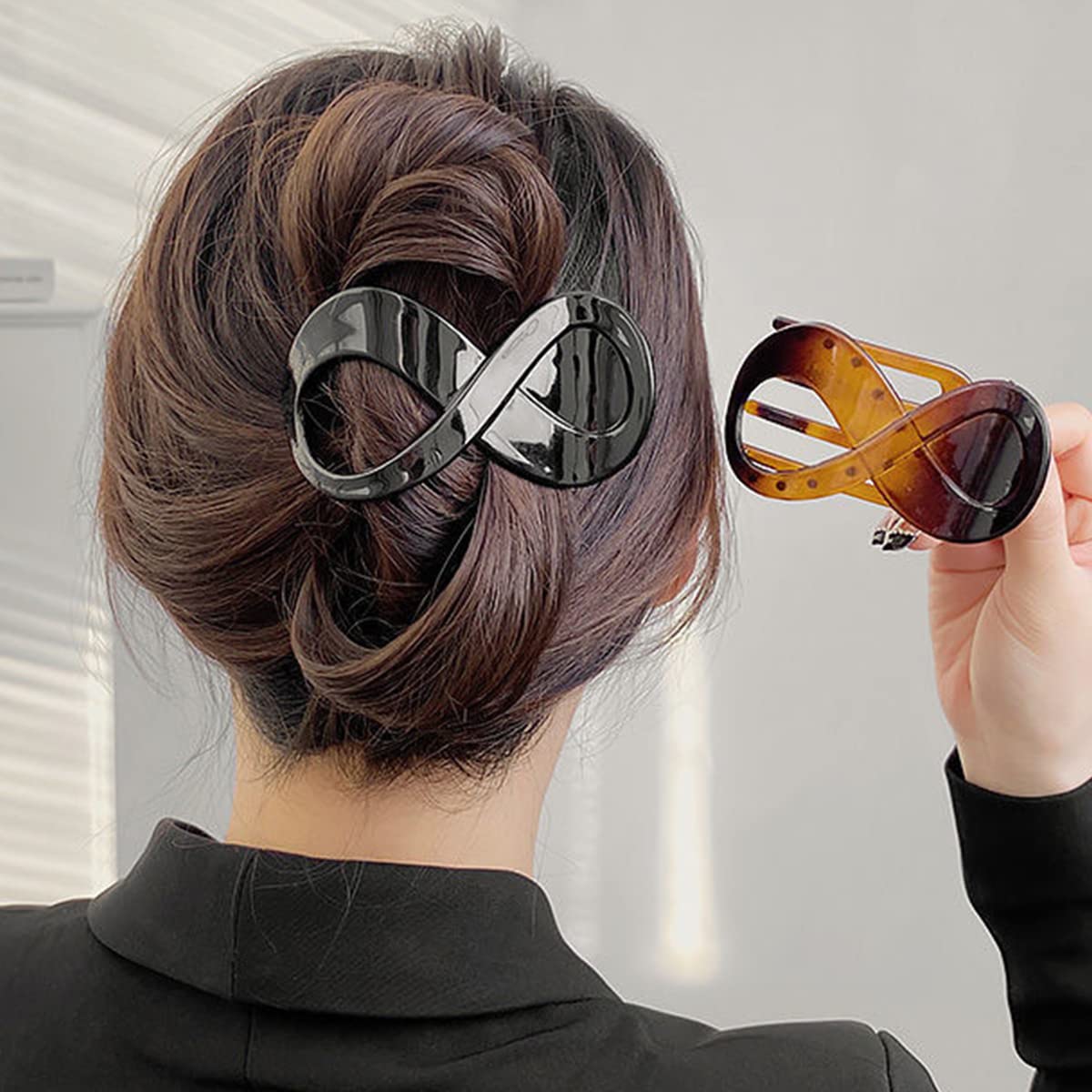 4 PCS Large Non-Slip Acrylic Hair Claw Clips for Women - Matte French Hair Clips in 4 Colors (Black, Brown, Matte Black, Matte Brown) - Perfect for Updos, Ponytails & Everyday Hairstyles