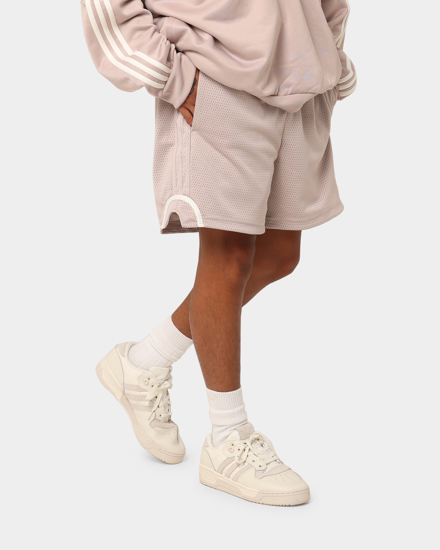 Adidas Men's Basketball Shorts - Wonder Taupe/Off White Mesh Athletic Shorts for Training & Casual Wear | Lightweight & Breathable for Sports & Gym
