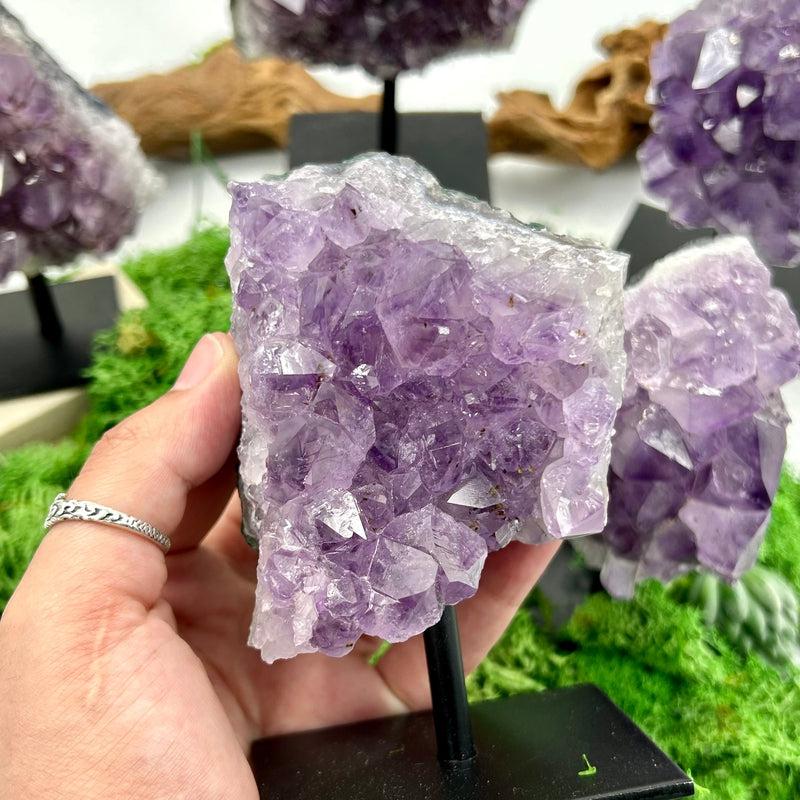 Natural Amethyst Crystal Clusters on Pins - Healing, Spiritual Growth & Energy Cleansing | Premium Brazilian Gemstones | Perfect for Meditation, Chakra Balancing & Home Decor
