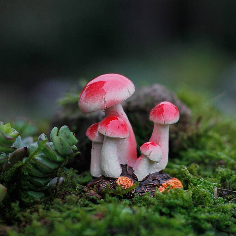 Mini Mushroom Figurines - Cute Decorative Mushroom Statues for Fairy Garden, Terrarium, Home Decor & Gift Ideas