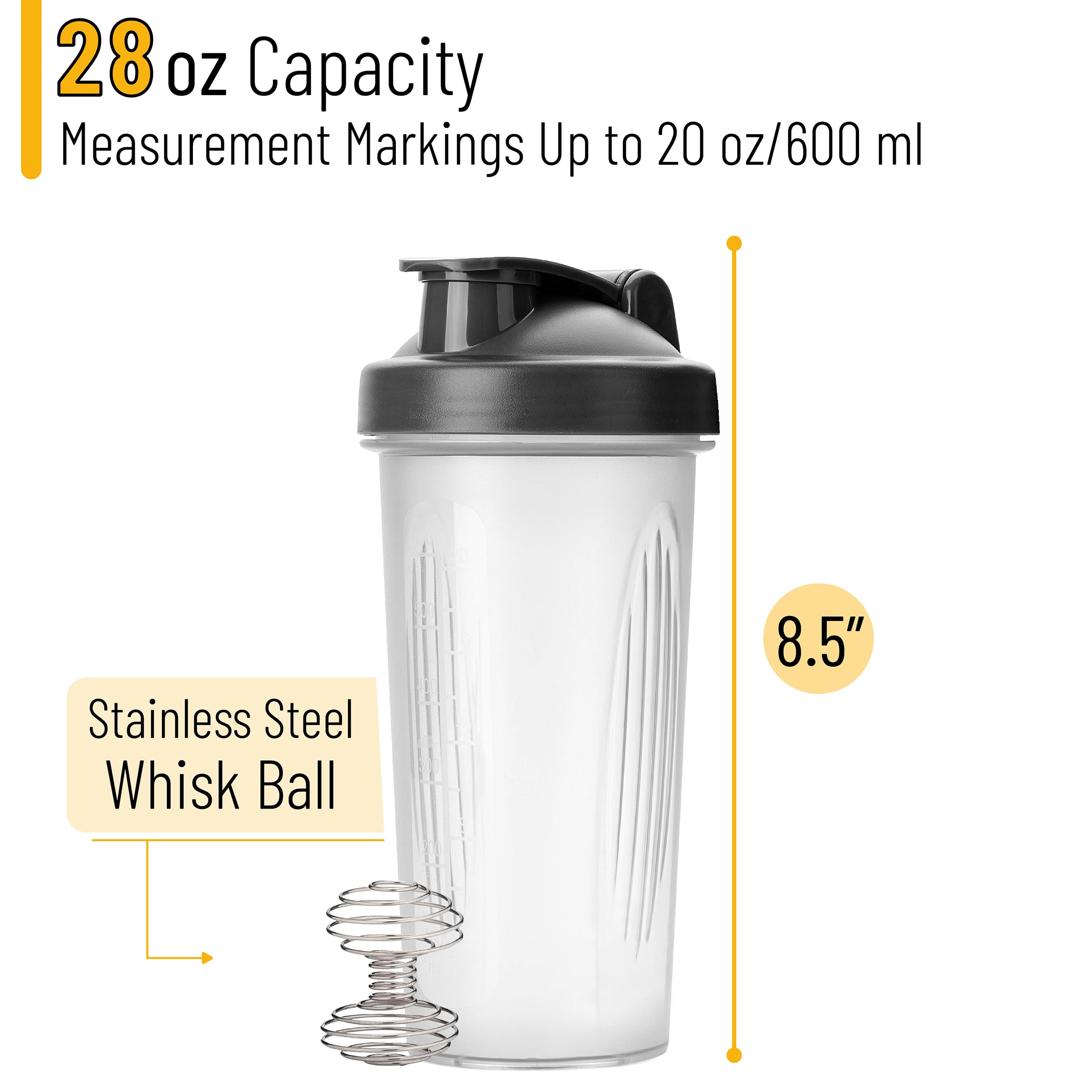 Mr. Pen 28oz Protein Shaker Bottle with Wire Whisk Ball - Premium Mixer Cup for Protein Powder, Pre-Workout & Meal Replacement Shakes - Ideal for Gym, Fitness & Post-Workout Recovery