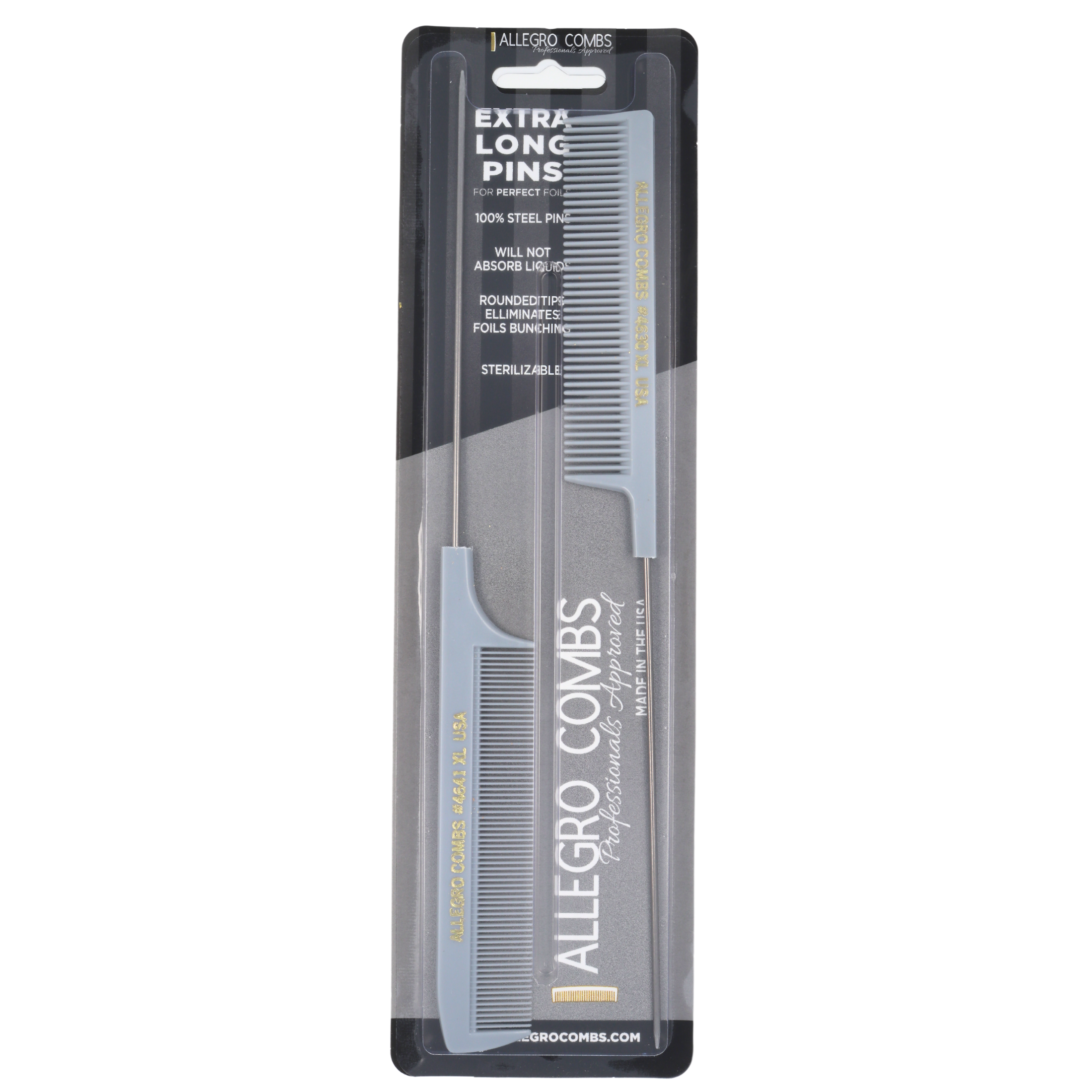 Allegro Combs XL Pintail Parting & Foiling Combs Set - Professional Hair Styling Tools for Salon & Home Use