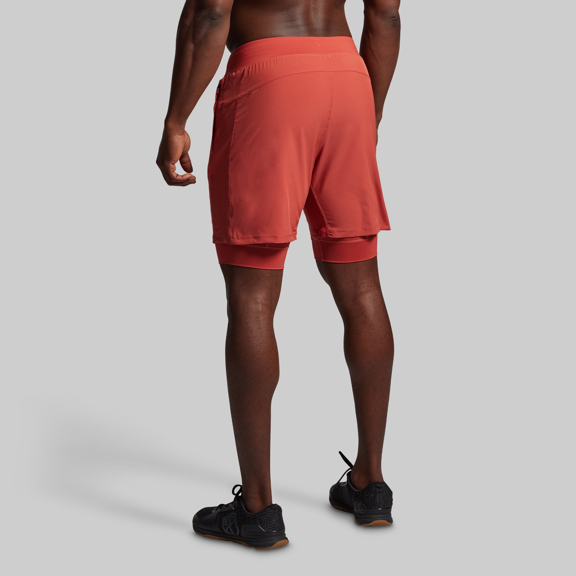 Versatile Compression Shorts for Men & Women - 7-Inch Workout Running Gym Shorts (Brick Red) - Perfect for Training, Jogging & Active Lifestyle