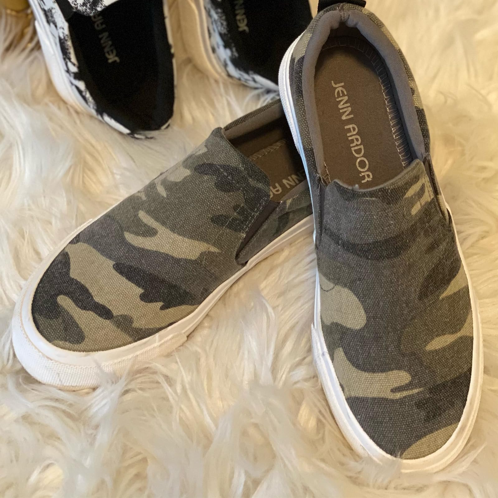 JENN ARDOR Women's Slip On Sneakers - Comfortable Memory Foam Loafers for Walking & Casual Wear | Fashionable Slip-On Shoes for Women | Perfect for Work, Travel & Everyday Use