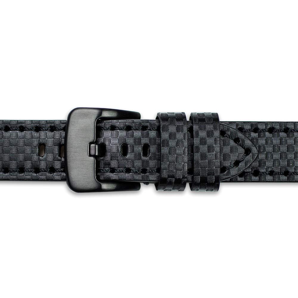 Sonia Jewels 22mm Black Carbon Fiber Leather Watch Band for Men & Women - 7.75