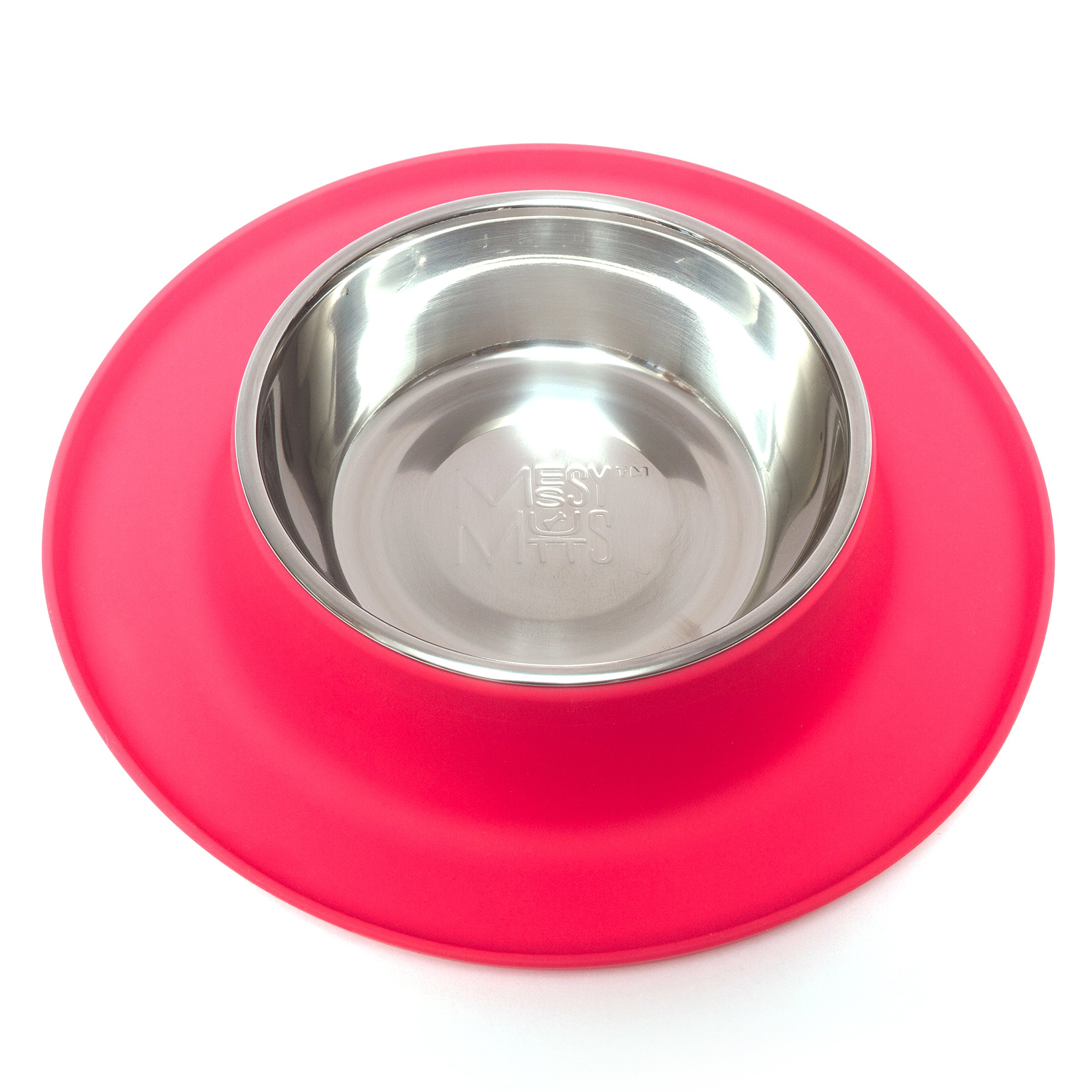 Non-Slip Silicone Dog Feeder with Stainless Steel Bowl - Messy Mutts Pet Food Dish for Small to Medium Dogs (1.5 Cup Capacity, Watermelon Design) - Perfect for Mealtime, Travel & Messy Eaters