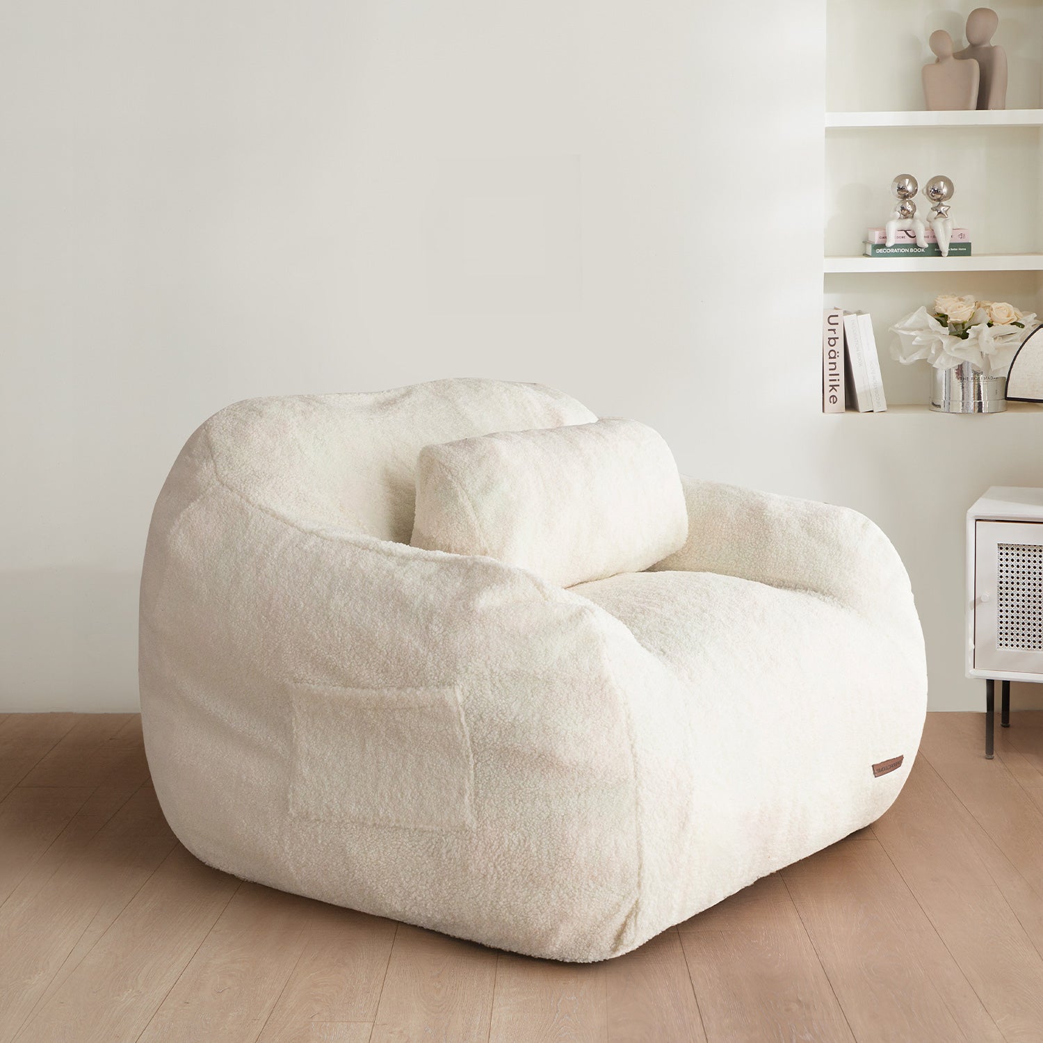 MAXYOYO Giant Bean Bag Chair with Pillow - Extra Large Fuzzy Comfy Bean Bag for Adults & Kids, Beige - Perfect for Living Room, Bedroom, Game Room & Dorm Relaxation