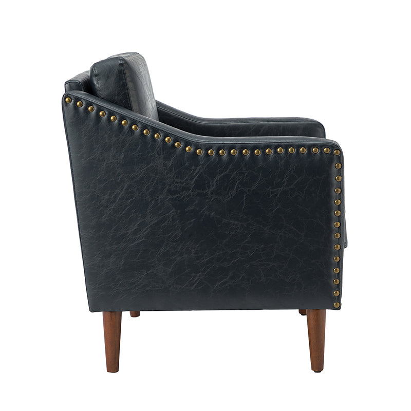 Rafaella Vegan Leather Armchair with Solid Wood Legs - Modern Vegan Leather Lounge Chair with Sturdy Wooden Legs for Living Room, Office, or Reading Nook