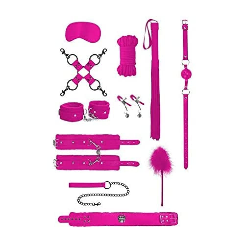 11-Piece Pink Intermediate Bondage Kit with Restraints & Accessories - OU372PNK for Couples, BDSM & Sensual Play