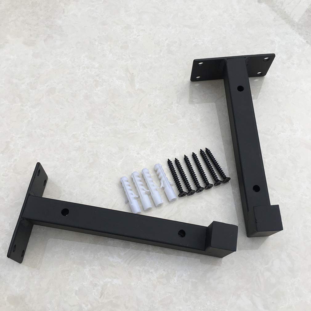 Heavy Duty Floating Shelf Brackets - 2 Pack 15cm/5.9in Wrought Iron Wall Mounted Shelf Supports for Bookshelves, Storage Racks & Shoe Racks - Hidden Right Angle Pipe Design for Modern Home & Office Organization