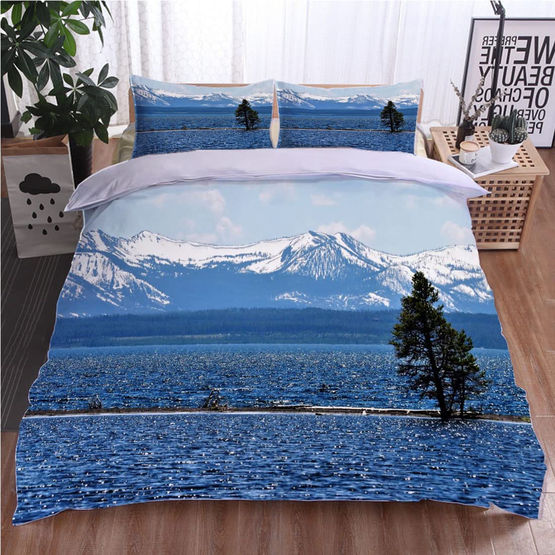 Yellowstone National Park Themed Duvet Cover Set - Soft 100% Cotton Modern Bedding with Zipper Closure - Queen/Full Size - Breathable & Durable for All Seasons - Perfect for Bedroom Decor, Guest Rooms, and Vacation Homes