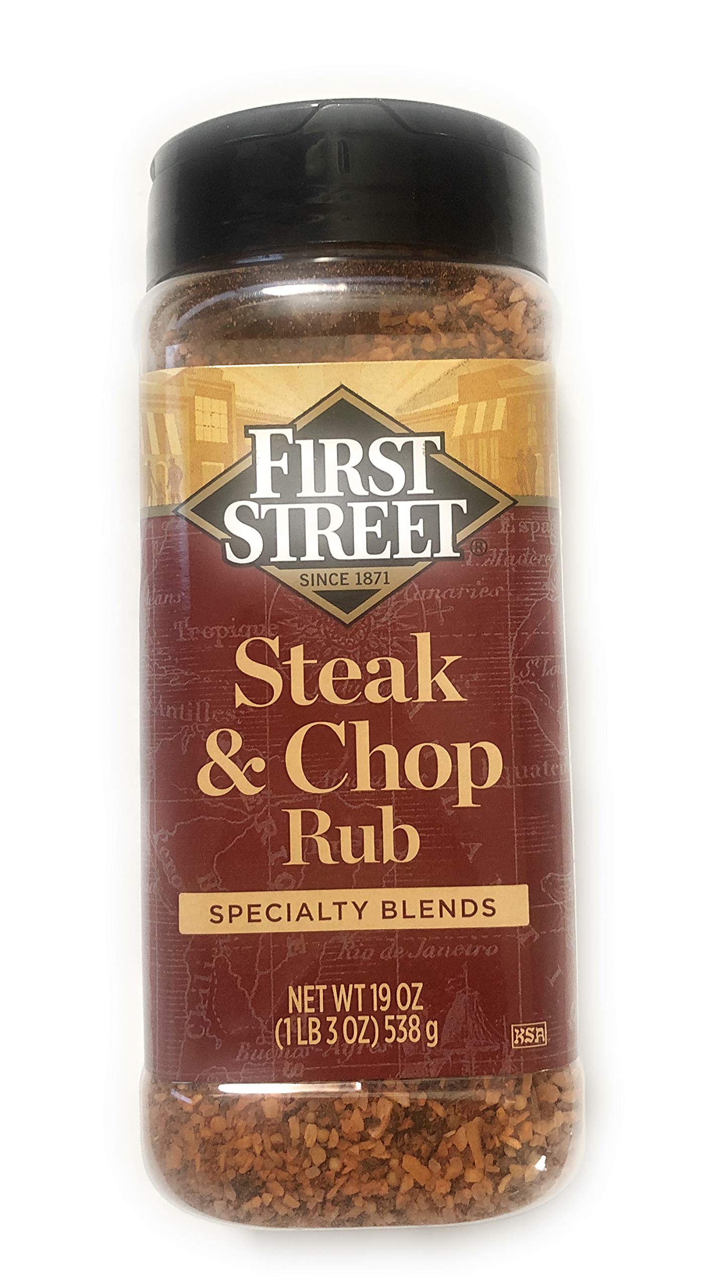 19oz First Street Steak & Chop Rub Seasoning Blend - Premium Meat Spice Mix for Grilling, BBQ & Roasting - Perfect for Steaks, Pork Chops & Ribs (Pack of 1)