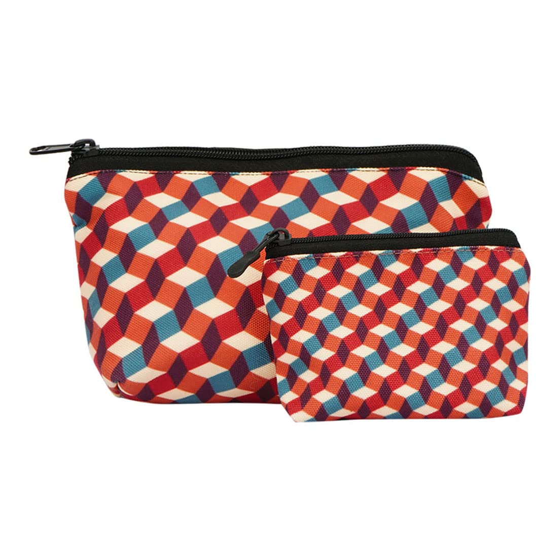 Crazyify Printed Makeup Pouch Set of 2 - Waterproof Cosmetic Bag & Travel Toiletry Organizer for Women | Perfect for Travel, Gym, and Daily Essentials Storage