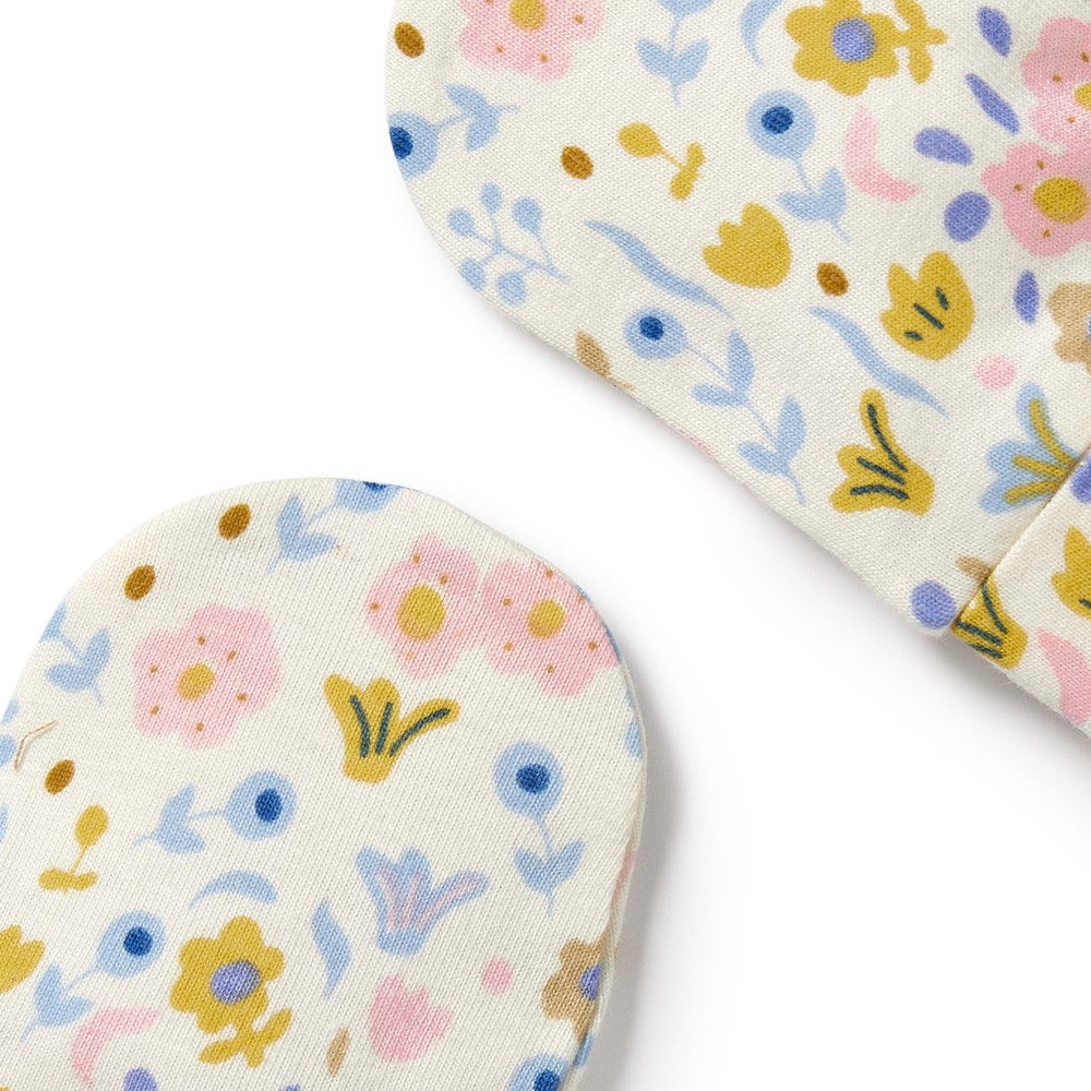 Ava Floral Organic Mittens for Women - Soft Winter Gloves for Cold Weather, Outdoor Activities & Fashion