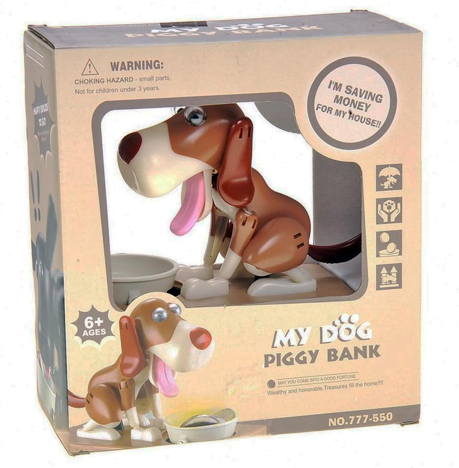 Animated Robotic Hungry Puppy Coin Bank - Battery Operated Cute Dog Piggy Bank for Kids Savings | Fun Money Box Toy for Birthday Gifts & Home Decor
