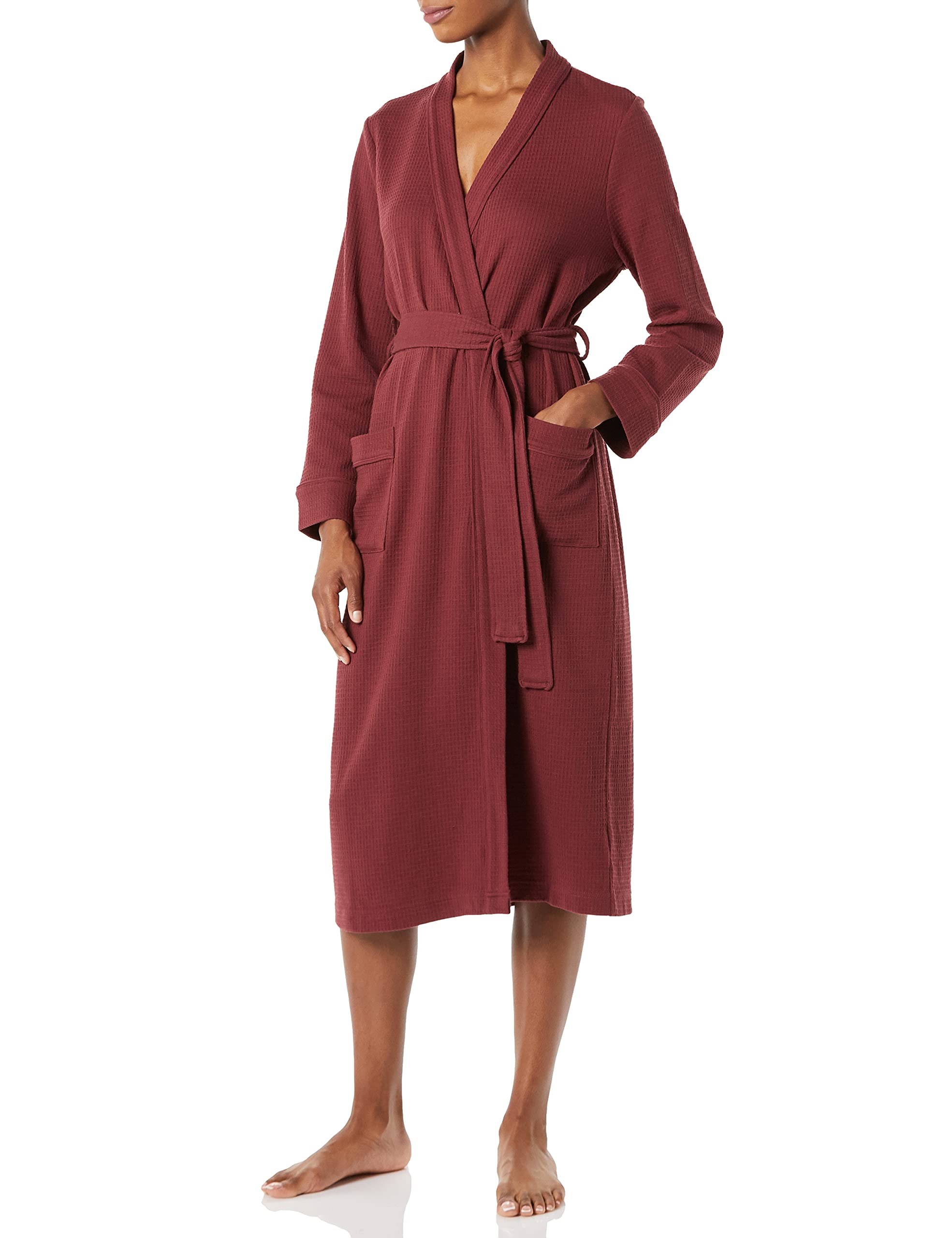 Amazon Essentials Women's Lightweight Waffle Full-Length Robe - Soft & Comfortable Bathrobe for Women (Plus Size Available) - Perfect for Spa, Lounging & Relaxing at Home