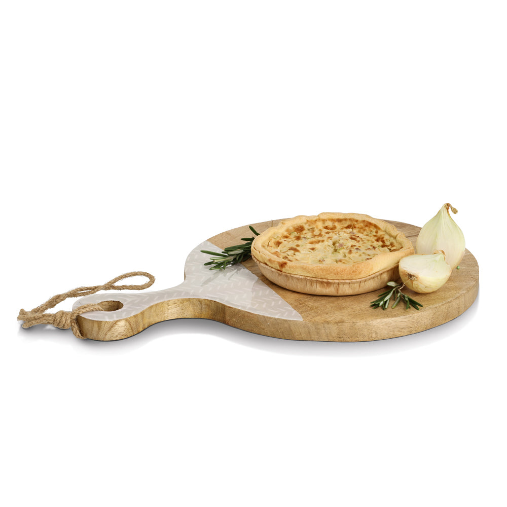 Beige Wooden Serving Tray with Handle - Perfect for Breakfast in Bed, Coffee Table Decor, and Party Serving - Elegant and Durable Wood Tray for Home & Kitchen Use