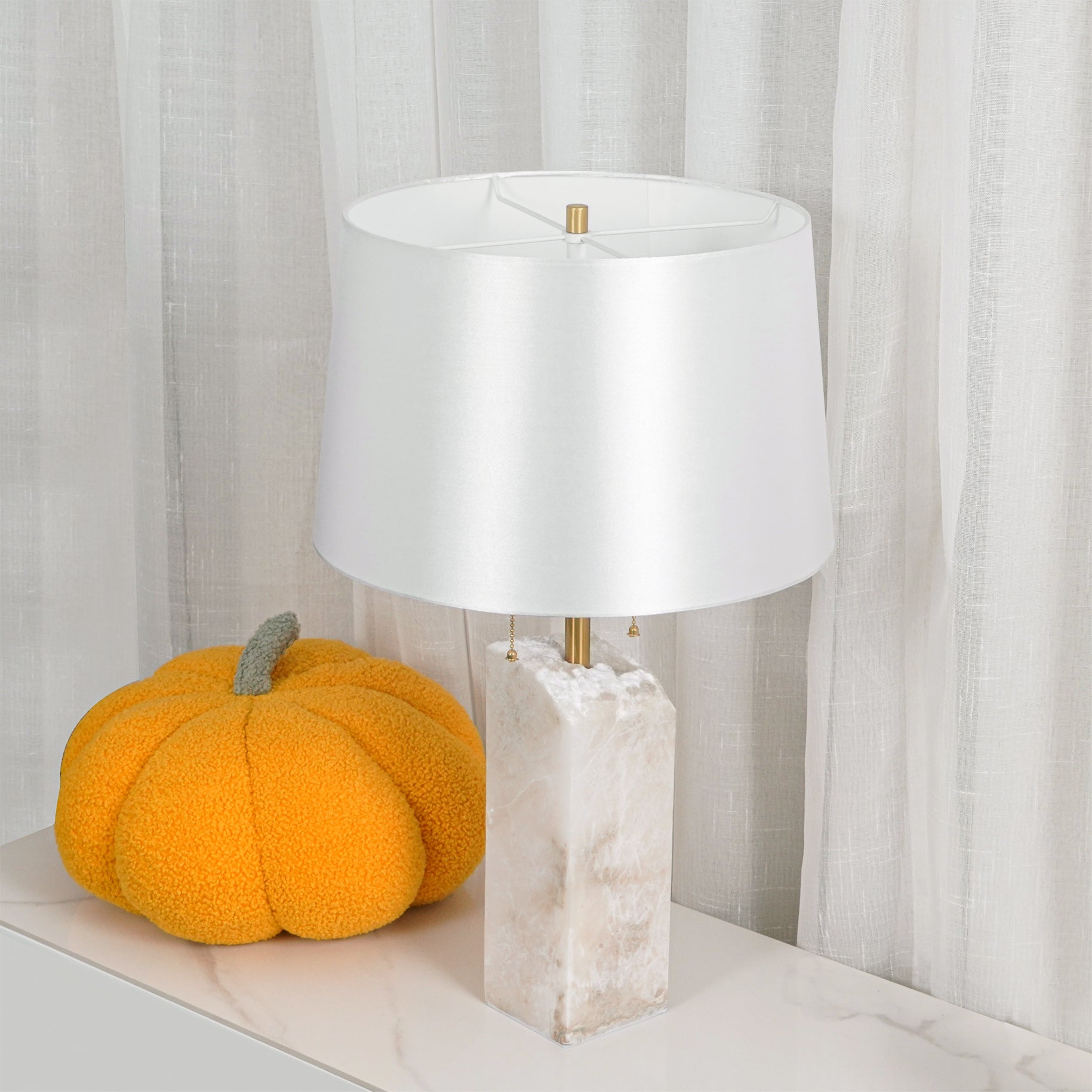 Handmade Raw Alabaster Table Lamp - Natural Stone Nightstand Light for Bedroom, Living Room & Office Decor - Dimmable Warm White Lighting for Relaxation & Ambience