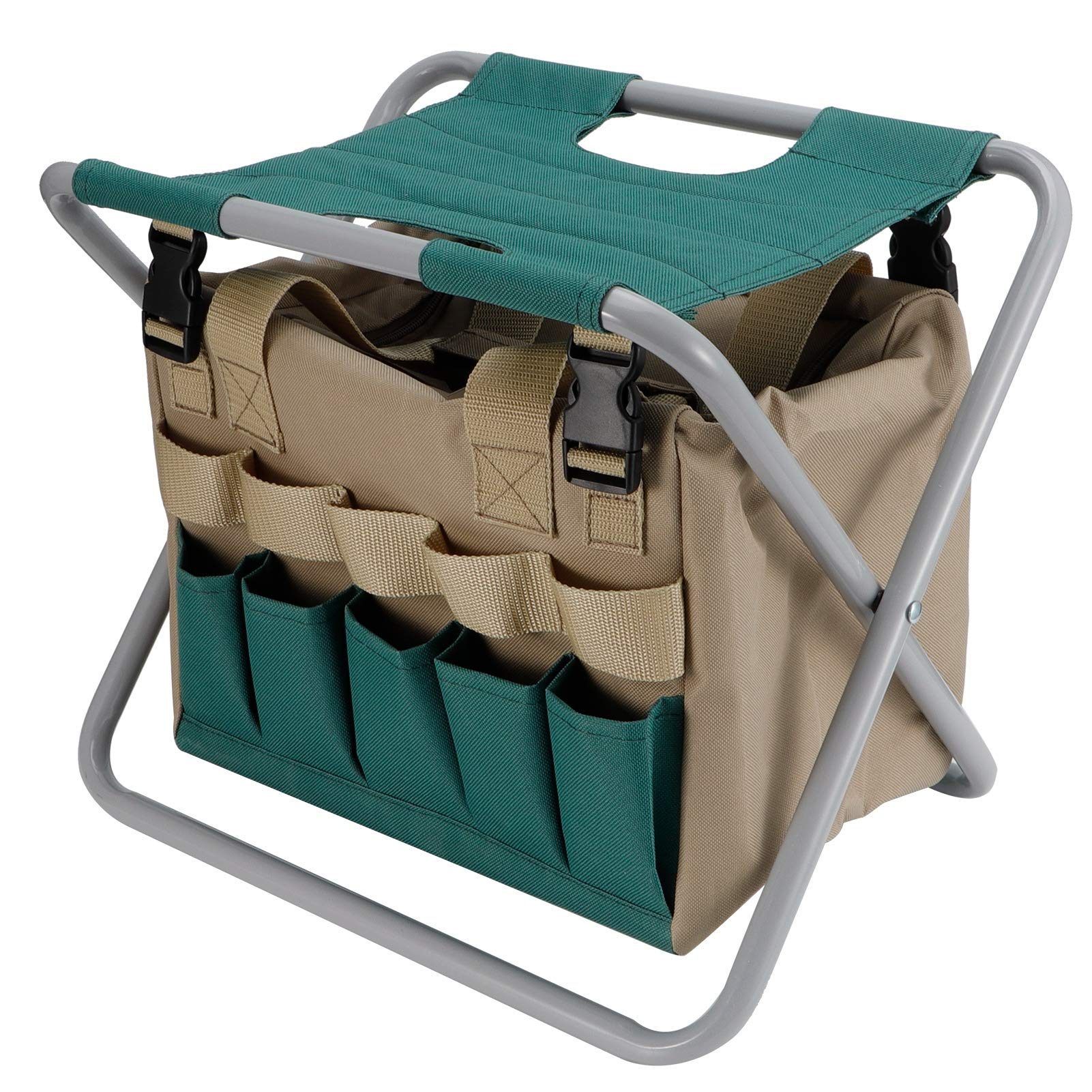 POCREATION Folding Garden Kneeler Stool - Adjustable Gardening Chair with Padded Seat for Planting, Weeding & Outdoor Work - Perfect for Camping, Backyard & Patio Use