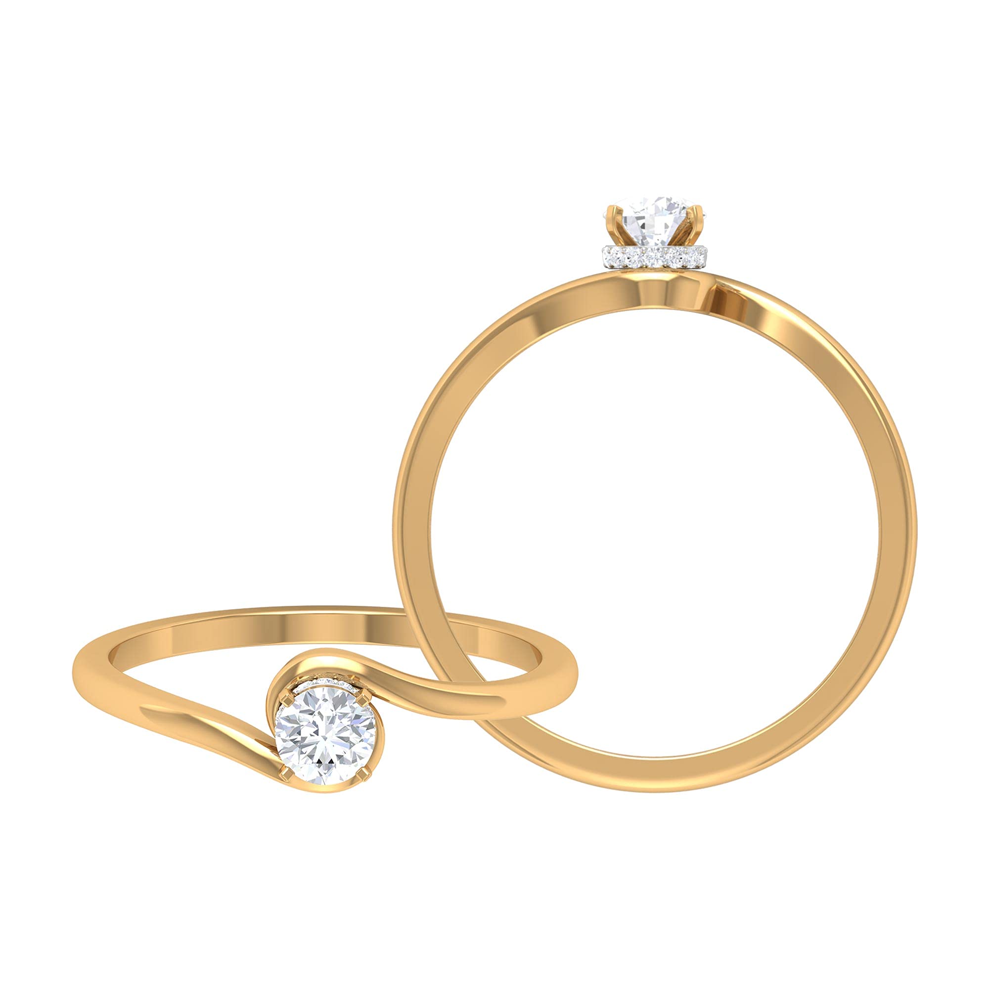 1/2 Carat Diamond Promise Ring - April Birthstone, 14K Solid Gold, Certified Solitaire & Bypass Style Engagement Ring for Women - Perfect for Anniversaries, Proposals & Special Occasions