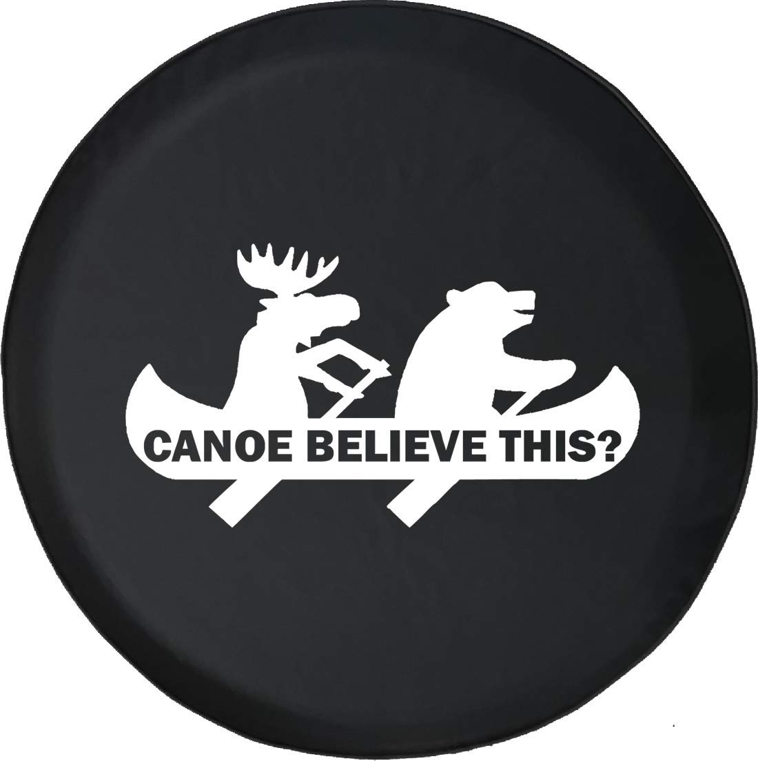 30 Inch Spare Tire Cover with Moose Bear Canoe Design - Universal Fit for SUVs, Campers & RVs - Waterproof & UV Resistant for Outdoor Adventures