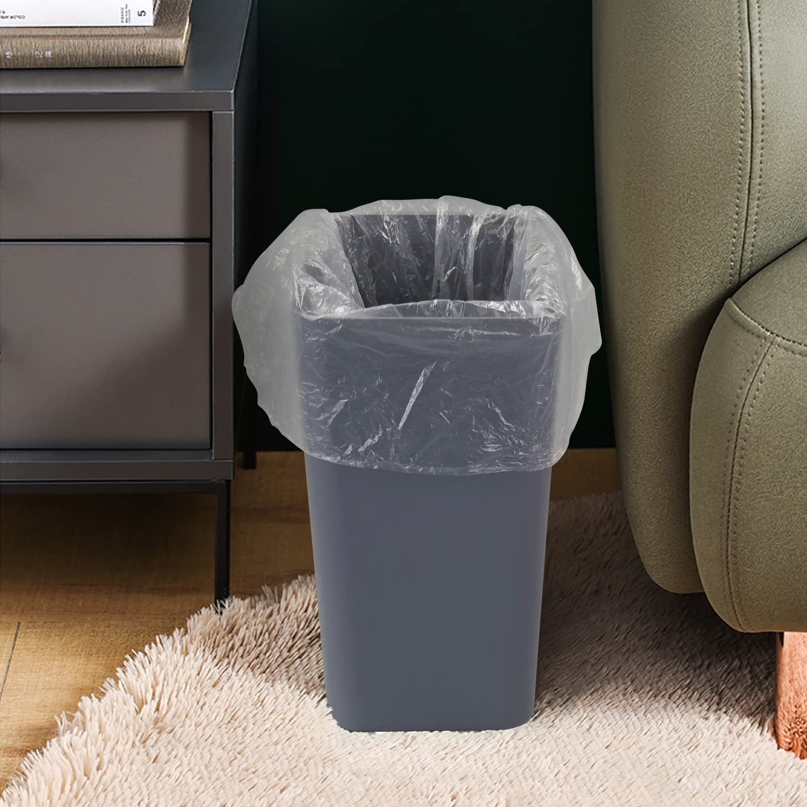 3-Pack 4.5 Gallon Gray Plastic Trash Can with Lid - Durable Wastebasket & Garbage Bin for Kitchen, Office, Bathroom & Outdoor Use