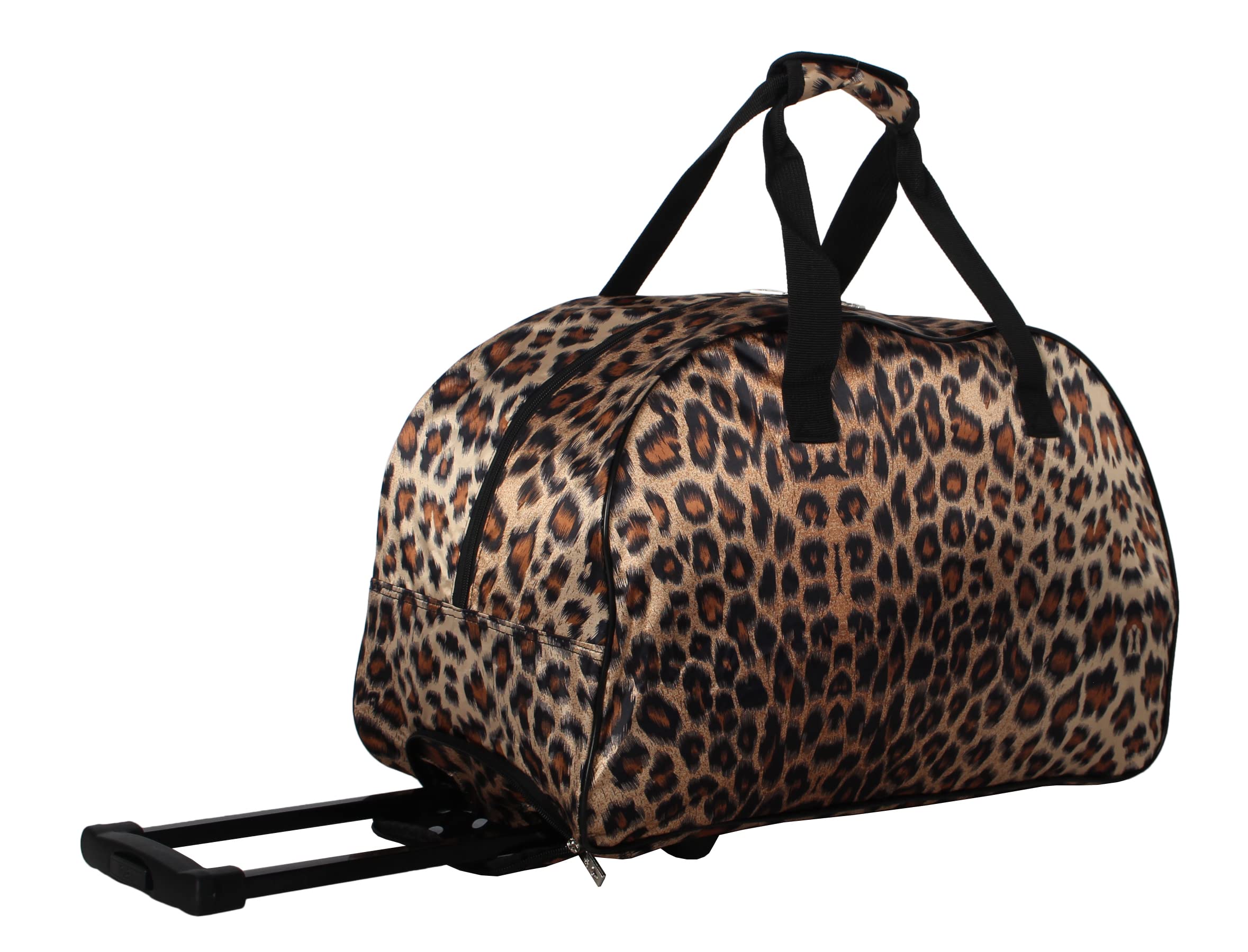Betsey Johnson Designer 22 Inch Lightweight Leopard Print Duffel Bag - Weekender Overnight Business Travel Carry On Luggage with 2 Rolling Wheels - Perfect for Air Travel, Gym & Weekend Getaways