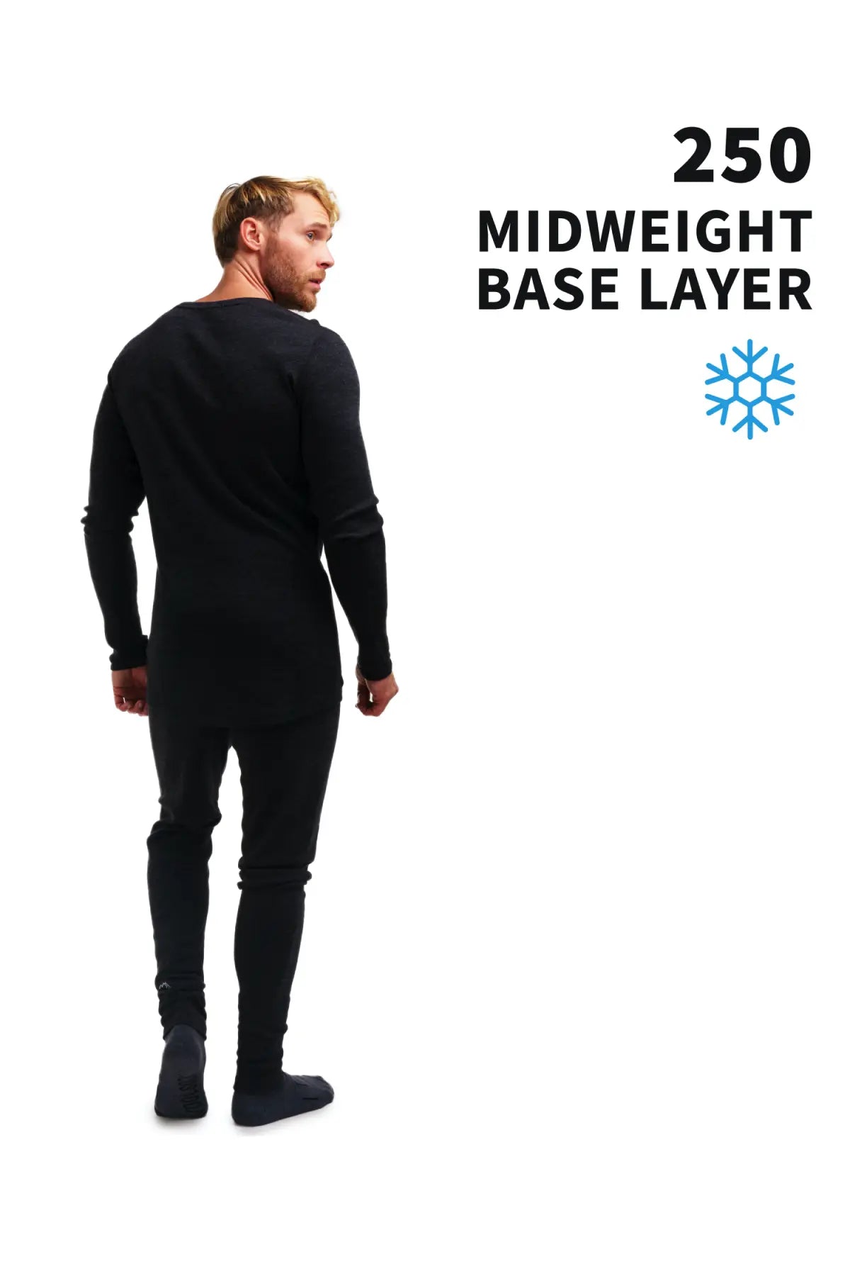 Men's Merino Wool Thermal Underwear Set - 250g Charcoal Grey - Base Layer for Winter, Skiing & Outdoor Activities