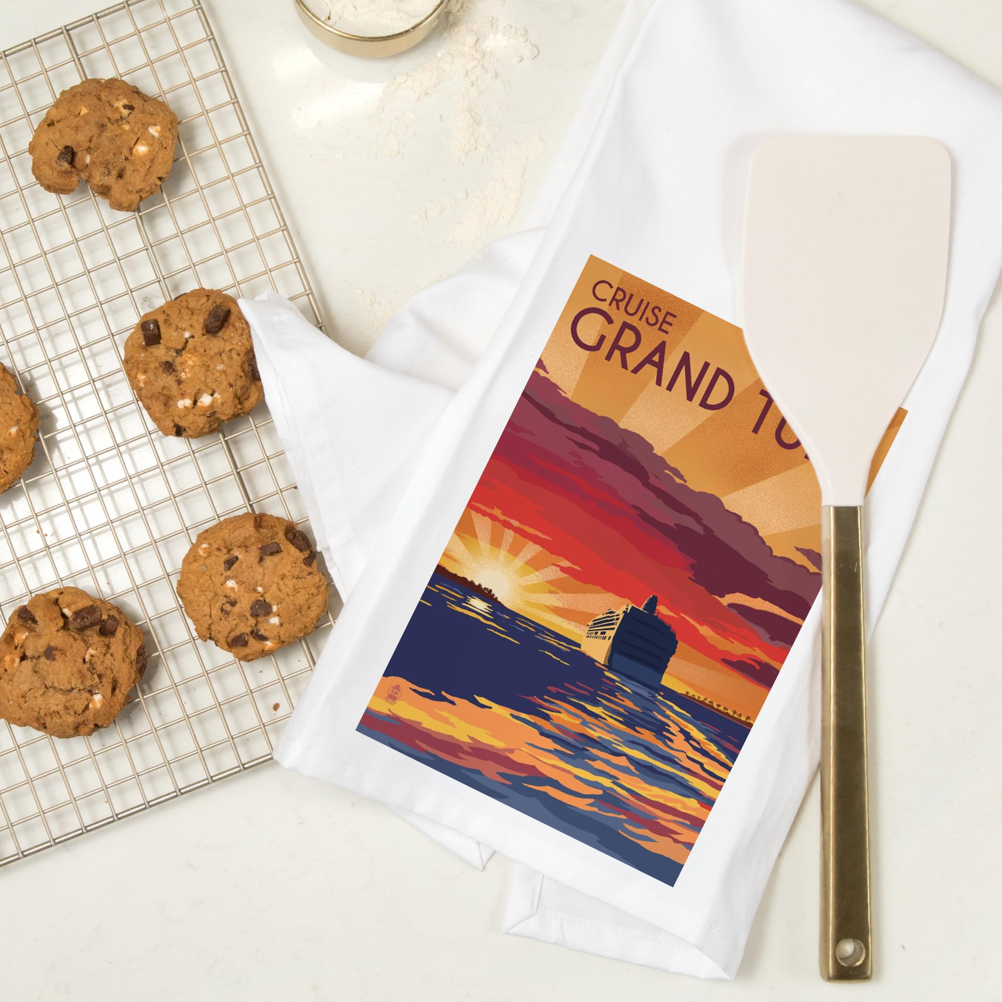 Lantern Press Cruise Grand Turk 100% Cotton Tea Towel - Decorative Kitchen Hand Towel for Home & Gifts | Dish Drying, Wall Decor, Coastal Bathroom Accent