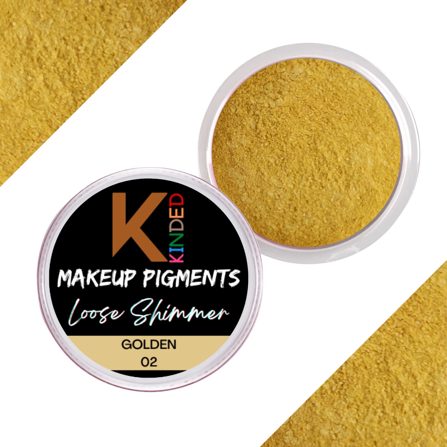 KINDED Loose Shimmer Makeup Foil Pigments - Metallic Glitter Eyeshadow for Smokey Eyes, Face Highlighting & Nail Art | Golden Shiny Powder for Women (3g) | Perfect for Party, Cosplay & Evening Makeup Looks