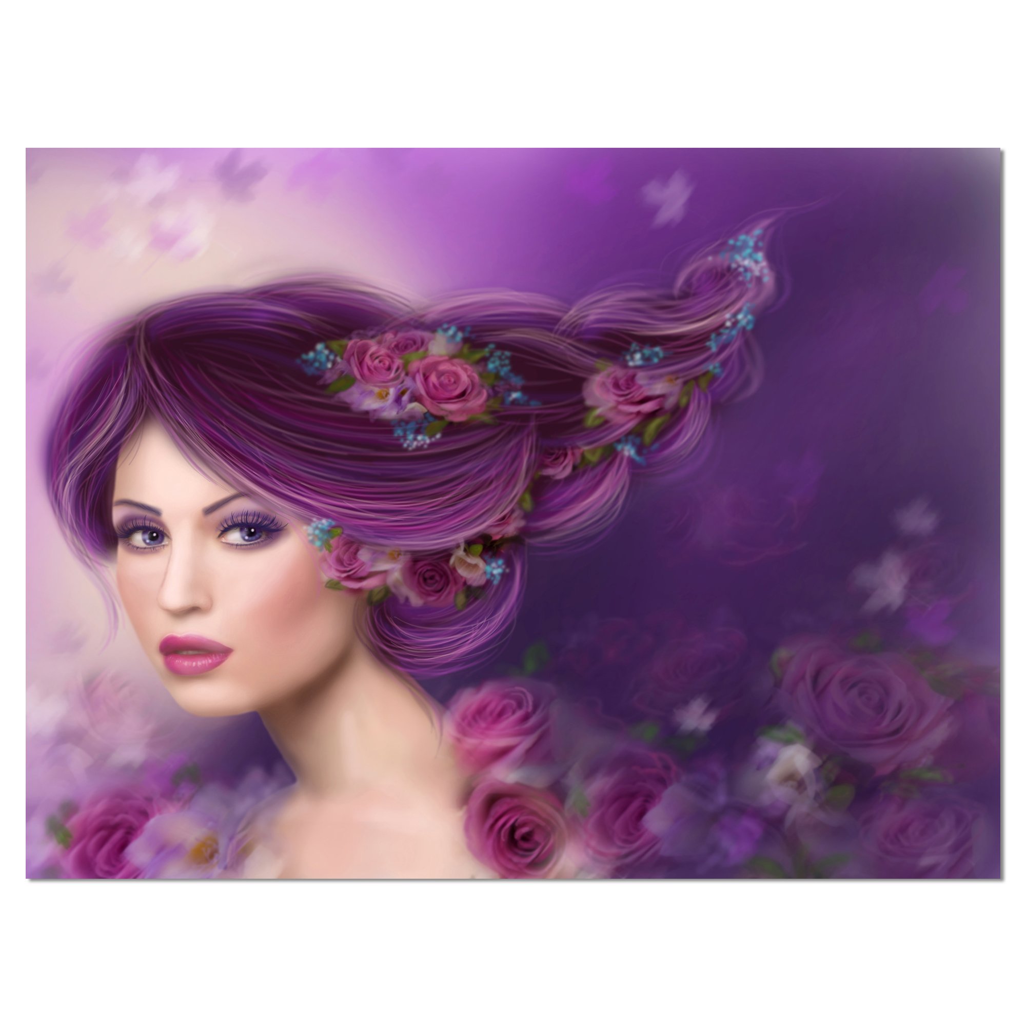 Abstract Purple Hair Woman Portrait Canvas Print - Modern Wall Art for Living Room, Bedroom & Office Decor