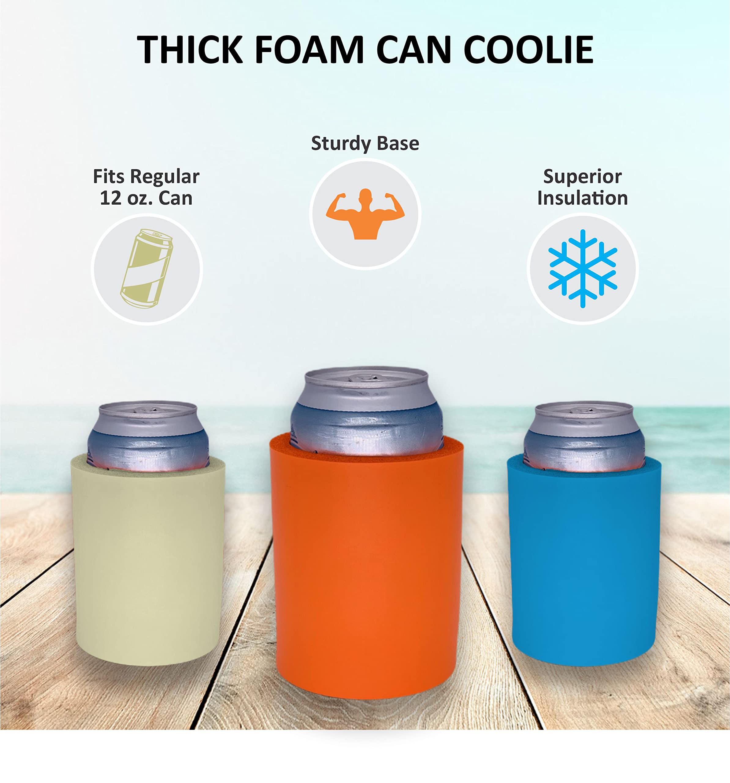 Blank Thick Foam Old School Can Coolers (6 Pack, Burgundy) - Insulated Beer Can Sleeves for Camping, BBQs & Outdoor Parties