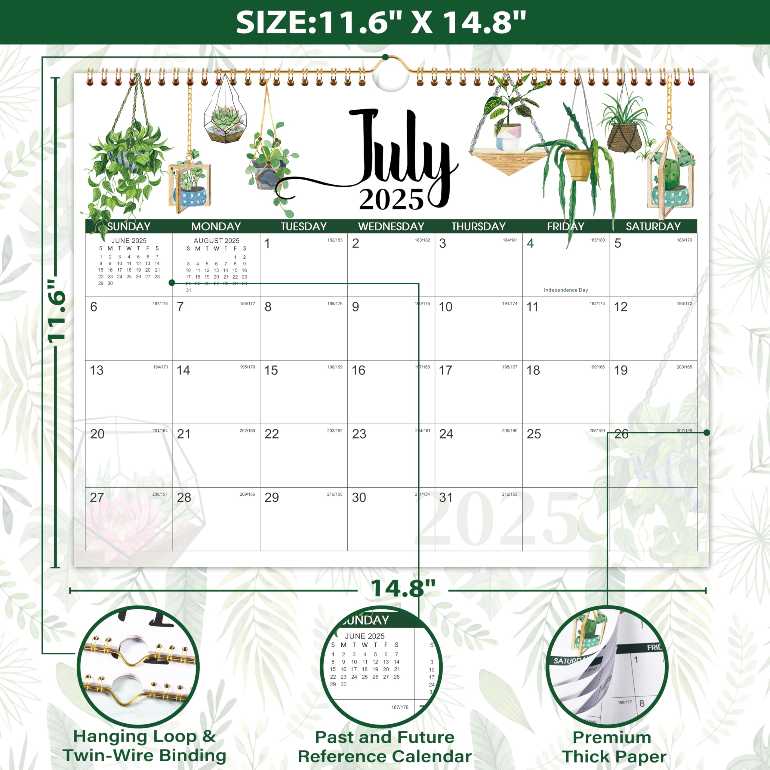 2025 Wall Calendar - 12 Month Large Format Planner (14.8