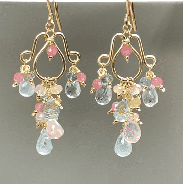 Stunning Gold Filled Aquamarine Gemstone Dangle Chandelier Earrings for Women - Perfect for Weddings, Parties & Special Occasions