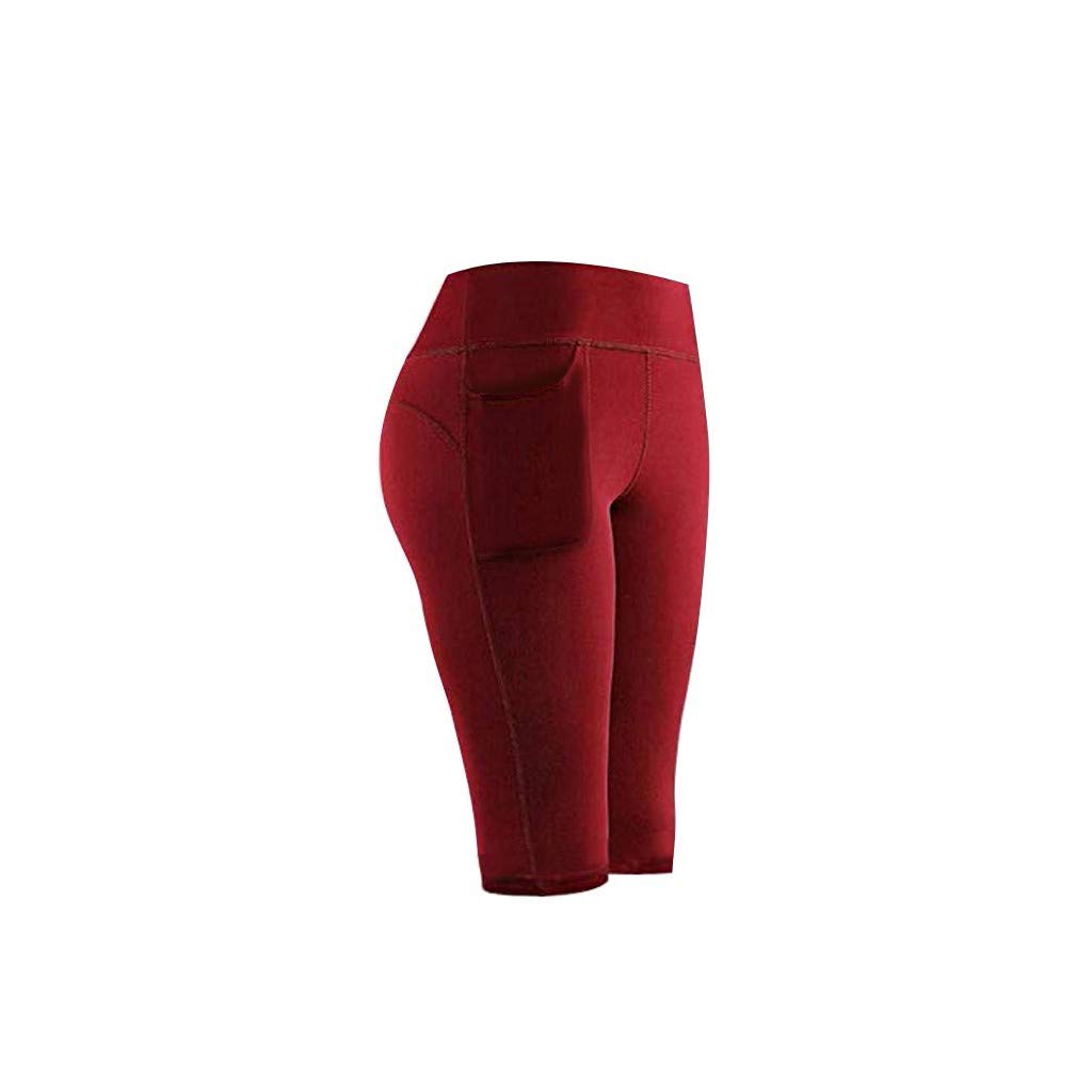 High Waist Yoga Leggings for Women - Anti-Cellulite Workout Pants, Tummy Control Gym Leggings, Running & Fitness Compression Pants - Perfect for Yoga, Pilates, Gym & Lounge Wear (Wine Red)