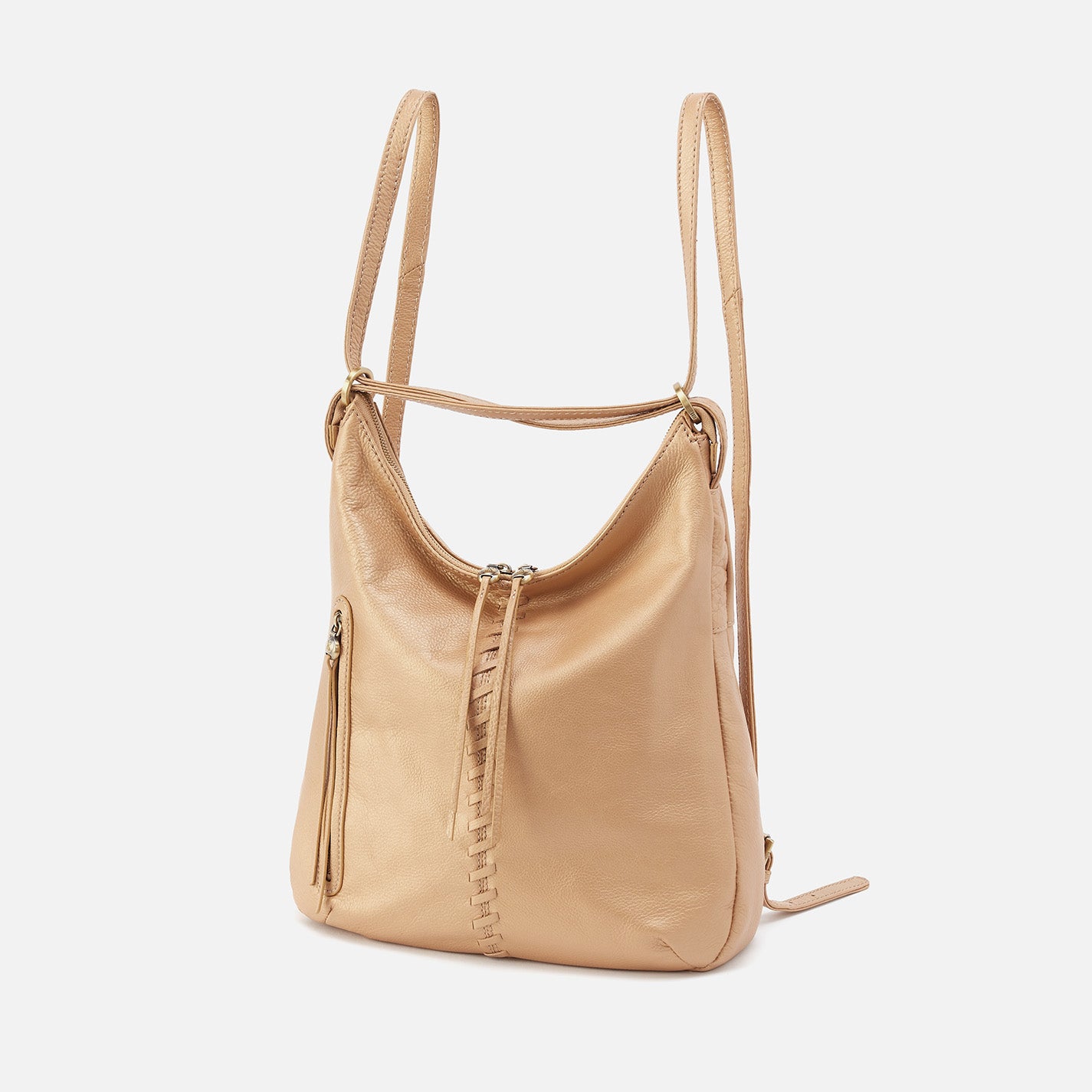 Merrin Convertible Backpack in Pebbled Metallic Leather - Dusty Gold | Stylish Laptop Backpack for Women & Men | Perfect for Work, Travel & Daily Commute