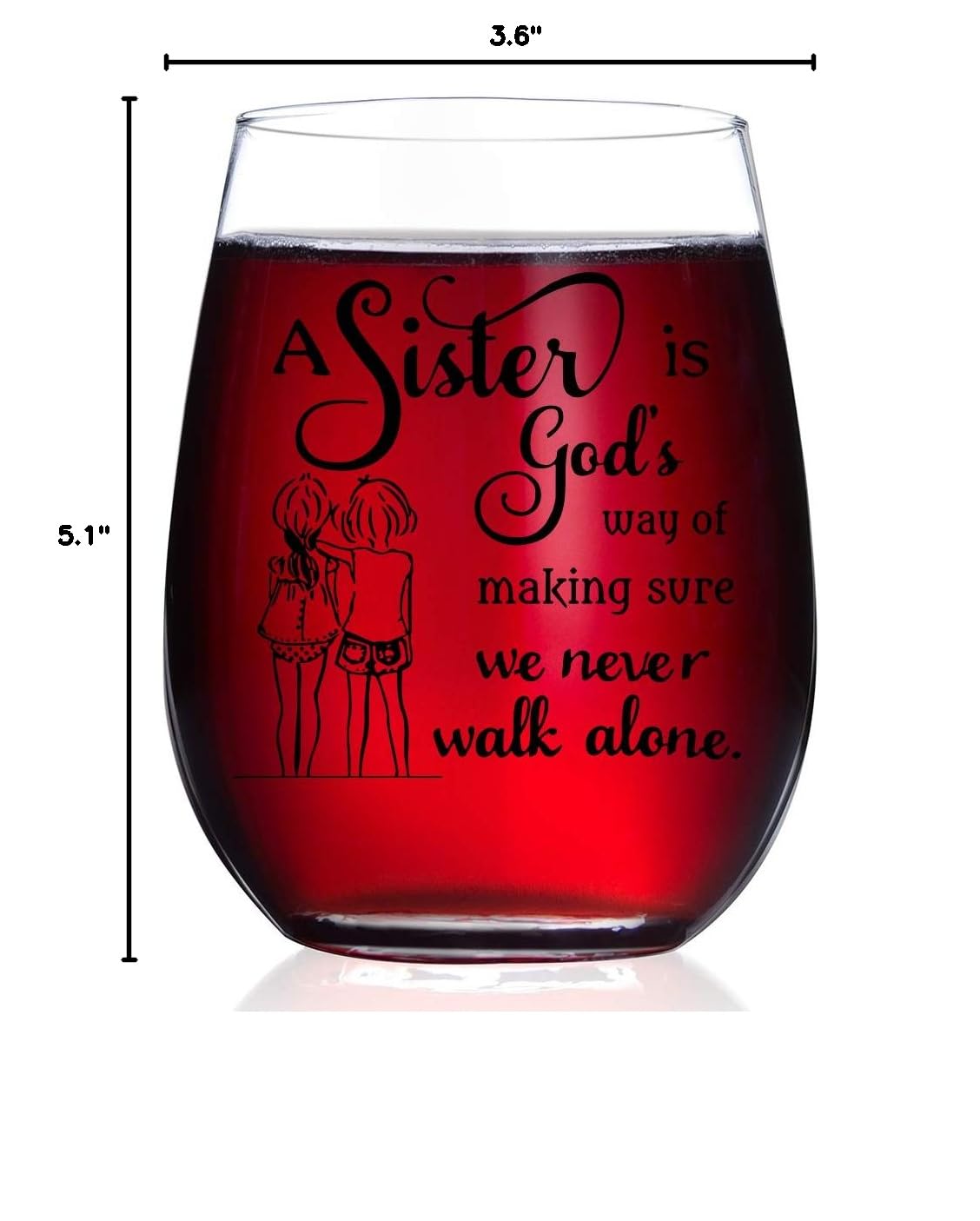 15oz Sister Wine Glass - Unique Sister Gifts for Birthday, Christmas & Mother's Day - Thoughtful Present to Show Sisterly Love - Perfect for Wine Nights, Family Gatherings & Special Celebrations