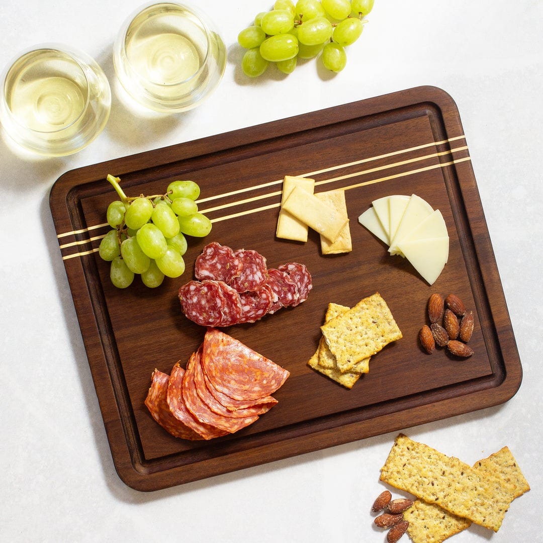Totally Bamboo Acacia Pinstripe Cutting Board with Juice Groove - 14x11 Inch Kitchen Chopping Board for Meat, Vegetables & Fruits - Perfect for Home Cooking & Food Prep