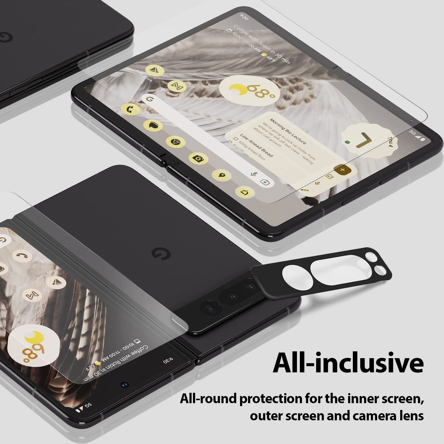 Whitestone Dome Glass Screen Protector for Google Pixel Fold - 2+2+2 Pack (Front, Back & Camera Lens) - Premium Tempered Glass with Easy Installation Kit - Perfect for Work, Travel & Everyday Protection