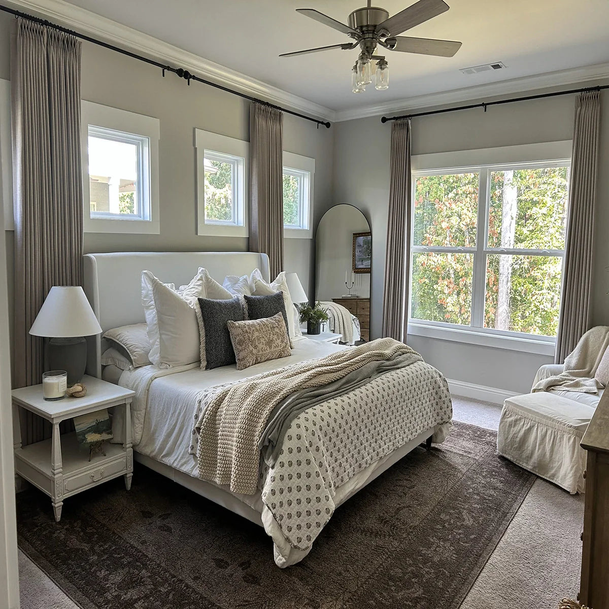 Pinch Pleated Blackout Curtains - 100% Linen Memory Trained Drapes in Khaki | Modern Custom Window Treatments for Light Control & Privacy | Perfect for Living Rooms, Bedrooms & Home Offices