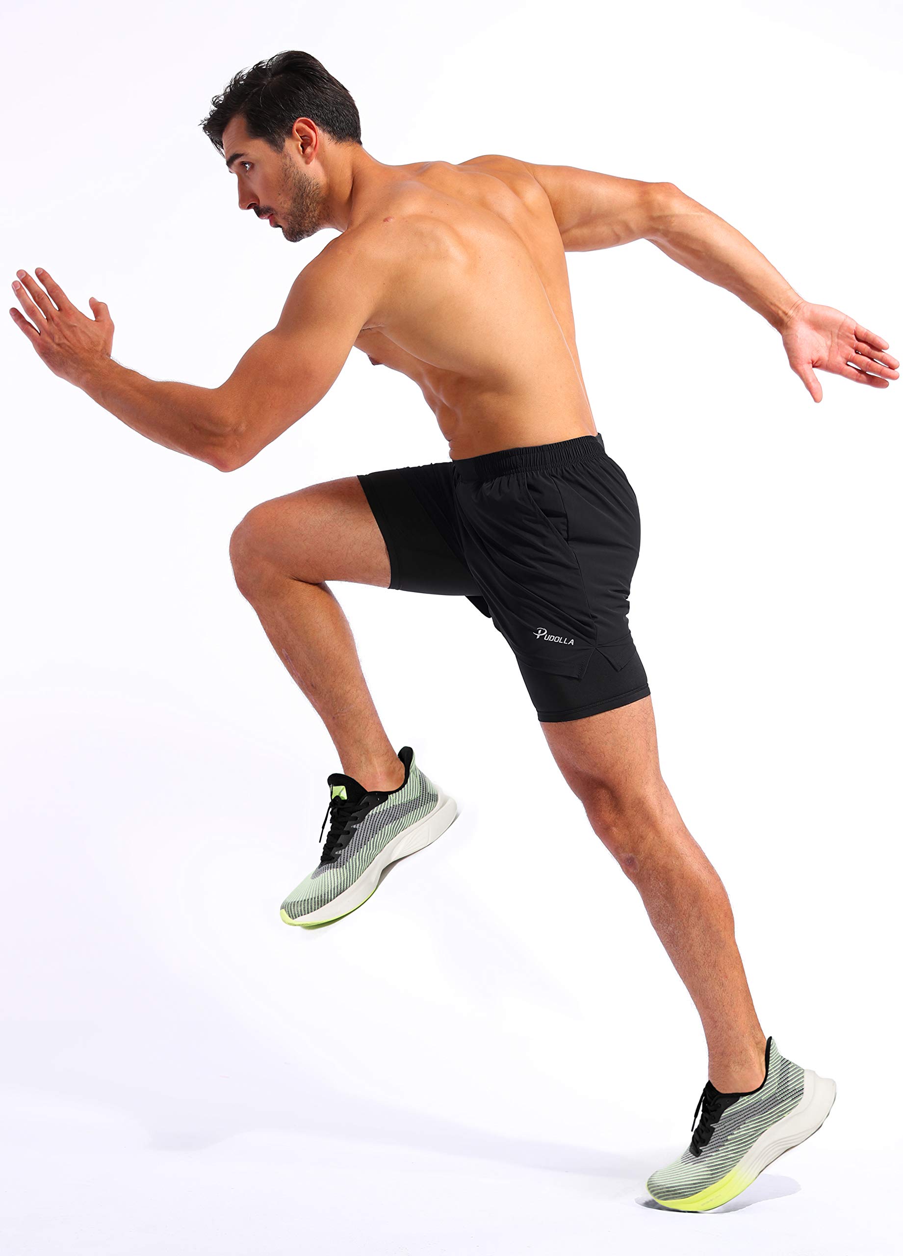 Pudolla Men's 2-in-1 Running Shorts 5