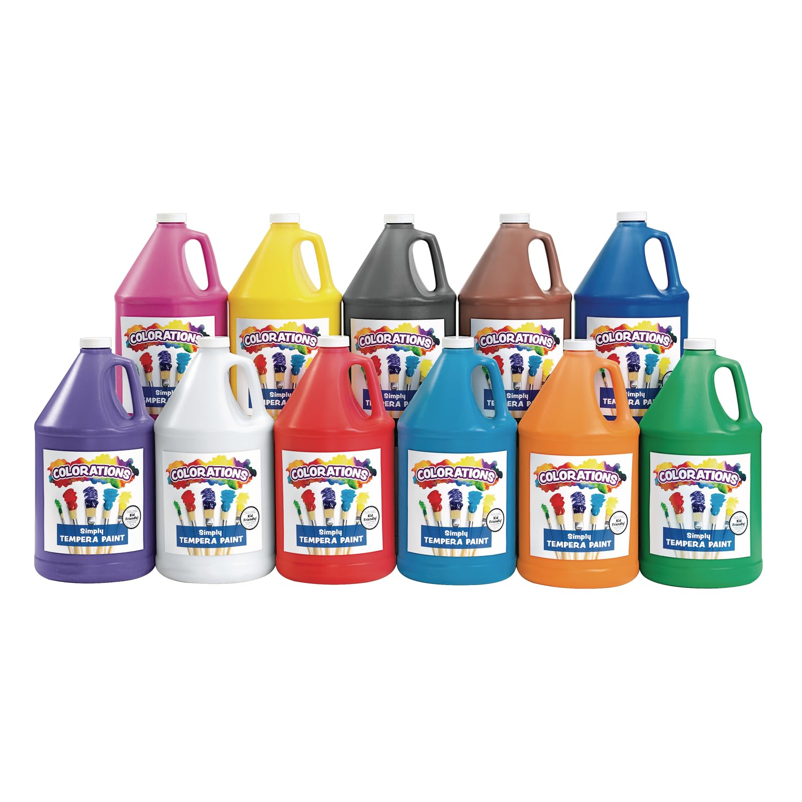 Colorations Simply Tempera Paint - 11 Gallon Set in Vibrant Colors | Non-Toxic Matte Finish Art Supplies for Classroom, School & Crafts | Bulk Paints for Teachers & Students | Perfect for Art Projects, DIY Decor & Educational Activities